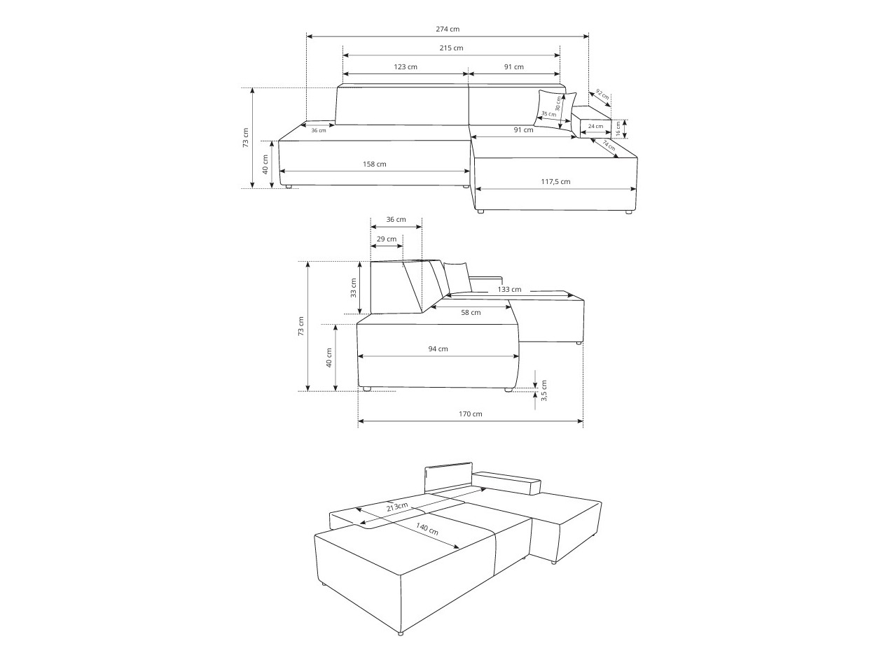 Hoekbank Kingston 187 (Dunbar 45)