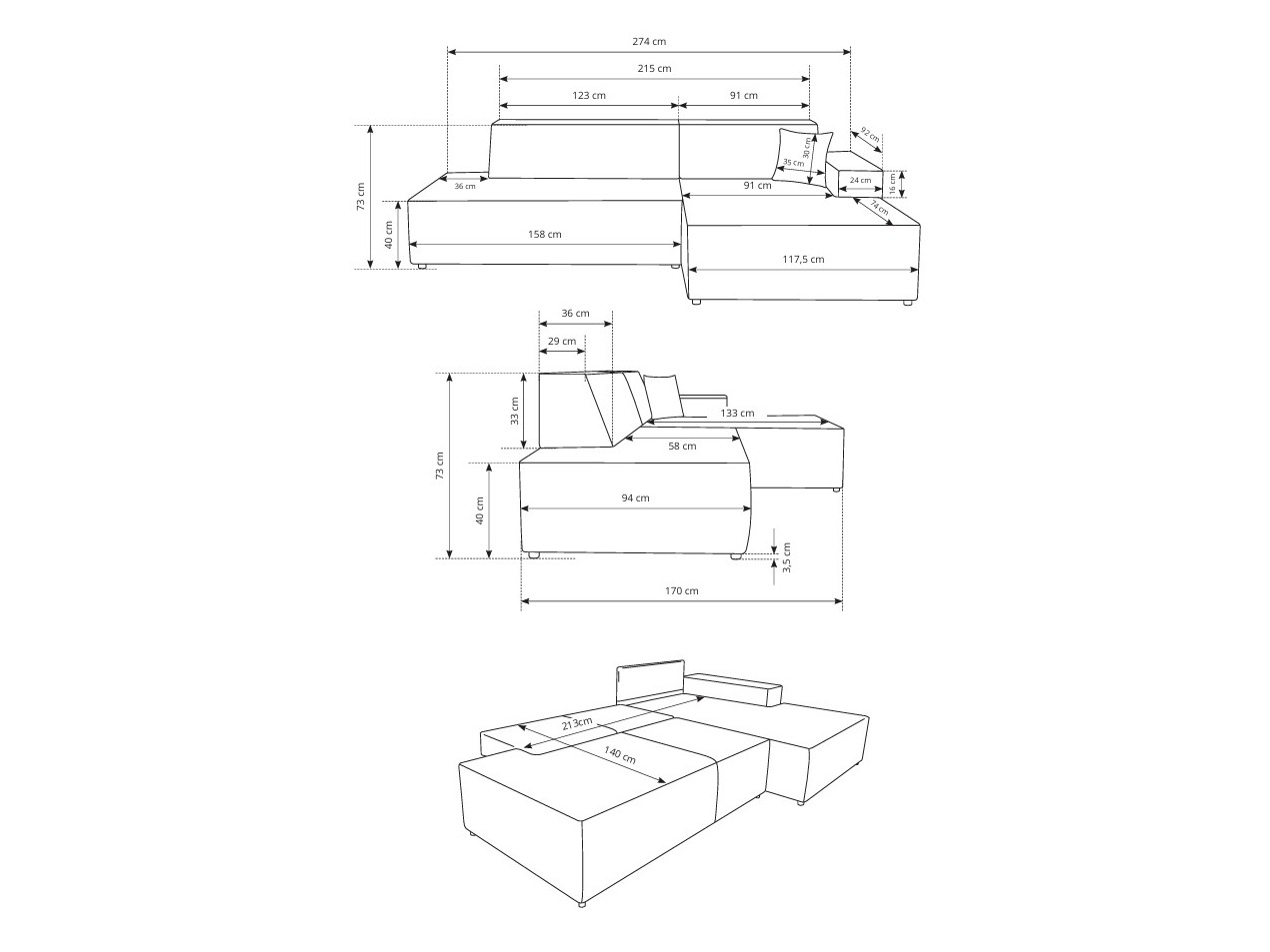 Hoekbank Kingston 187 (Dunbar 75)