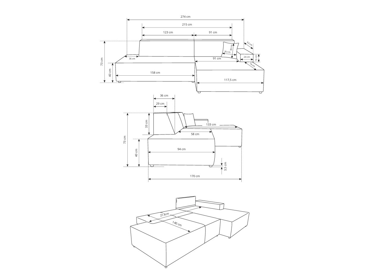 Hoekbank Kingston 187 (Dunbar 80)