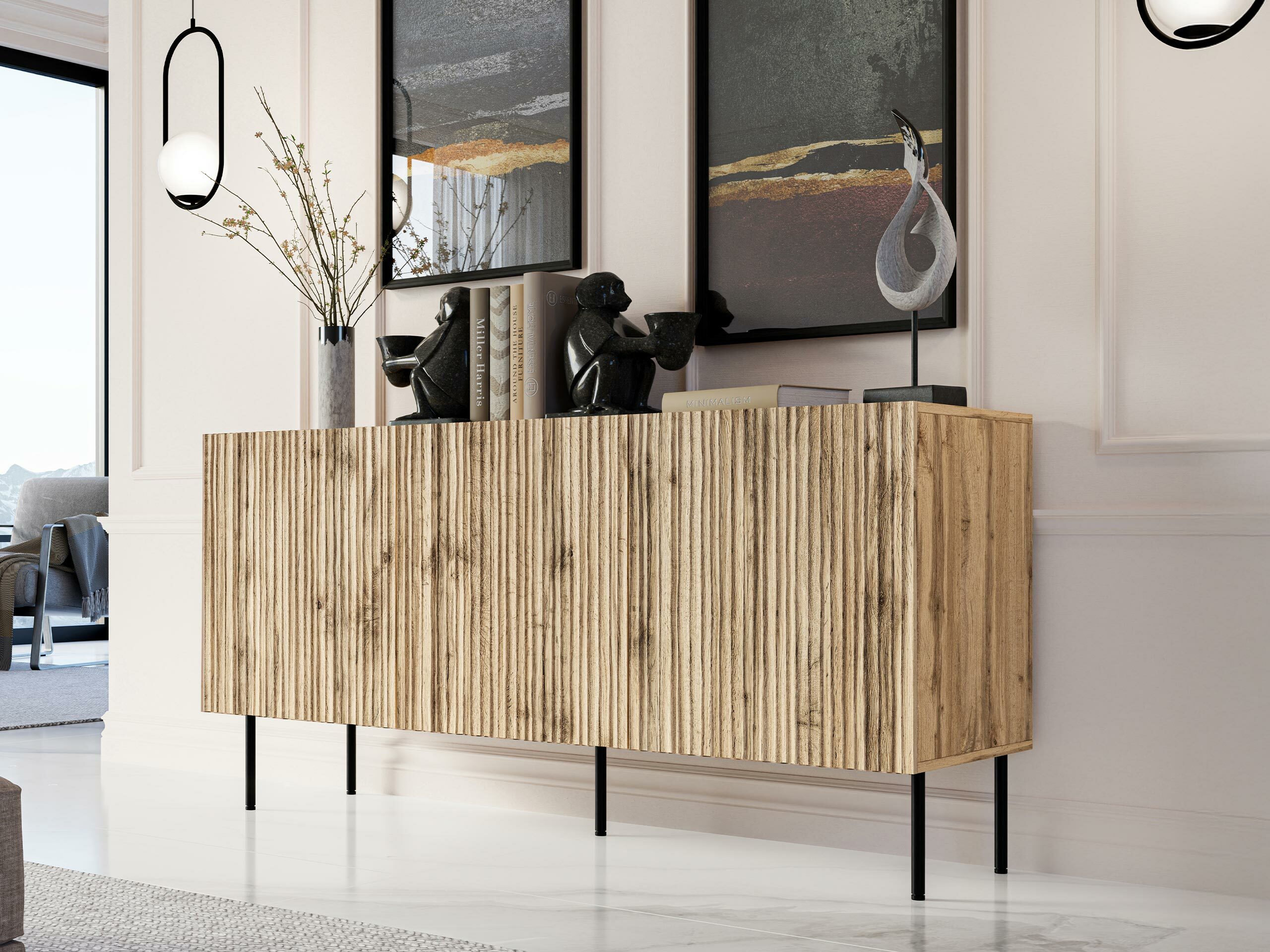 Dressoir Lorelbo 100 (Wotan eik + Zwart)