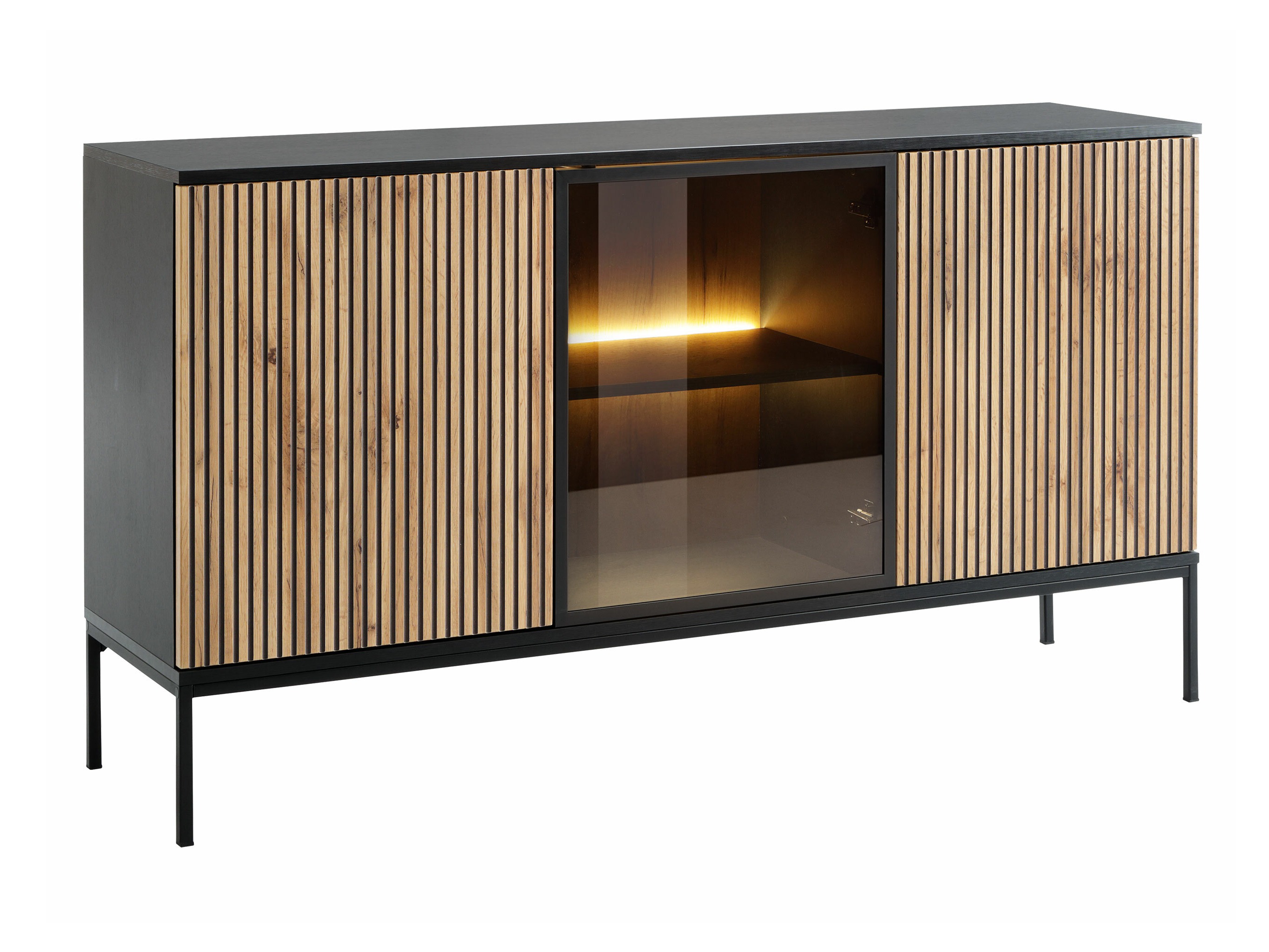 Dressoir Soferi 109 (Zwart + Wotan eik)