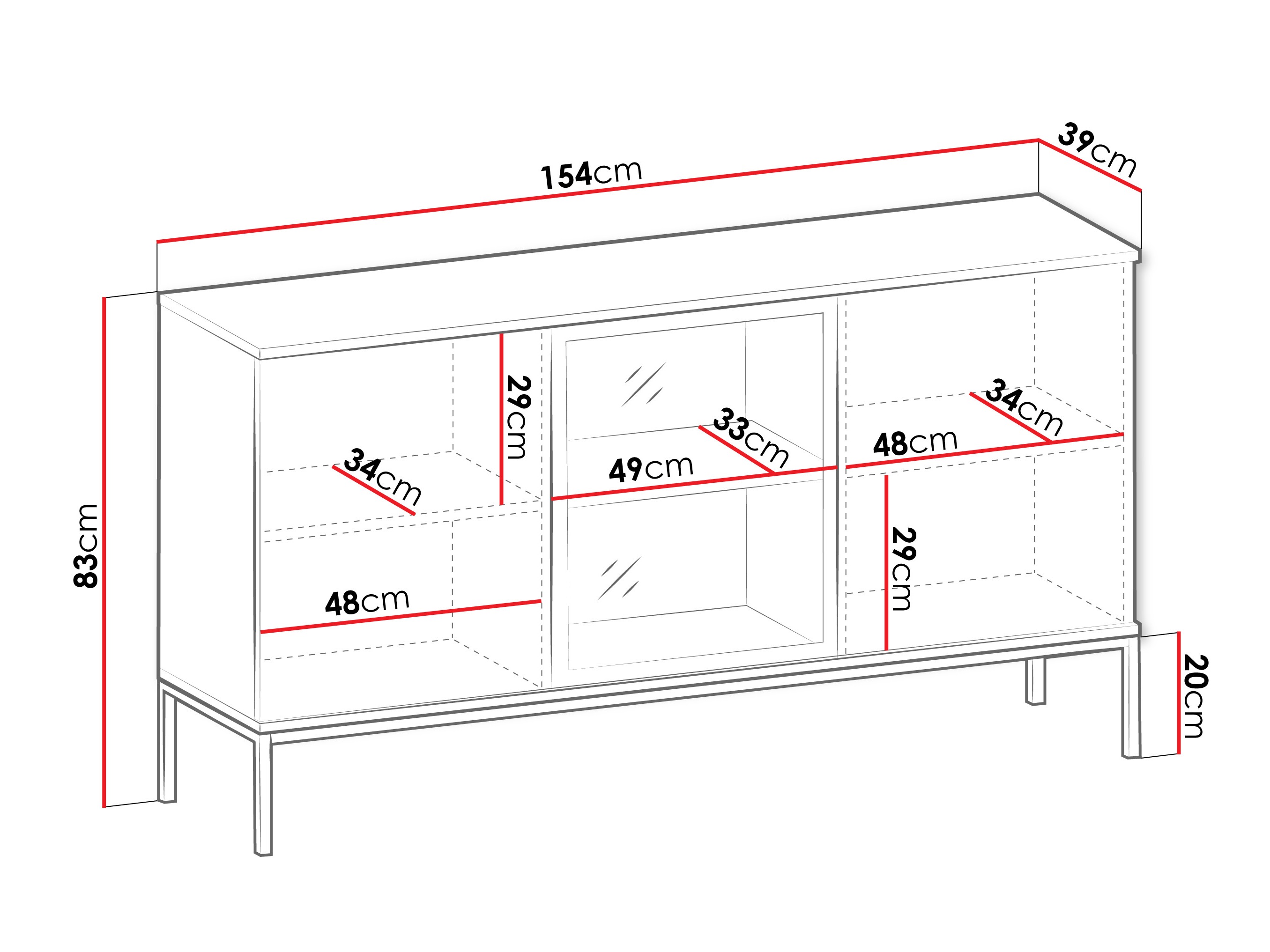 Dressoir Soferi 109 (Zwart + Wotan eik)
