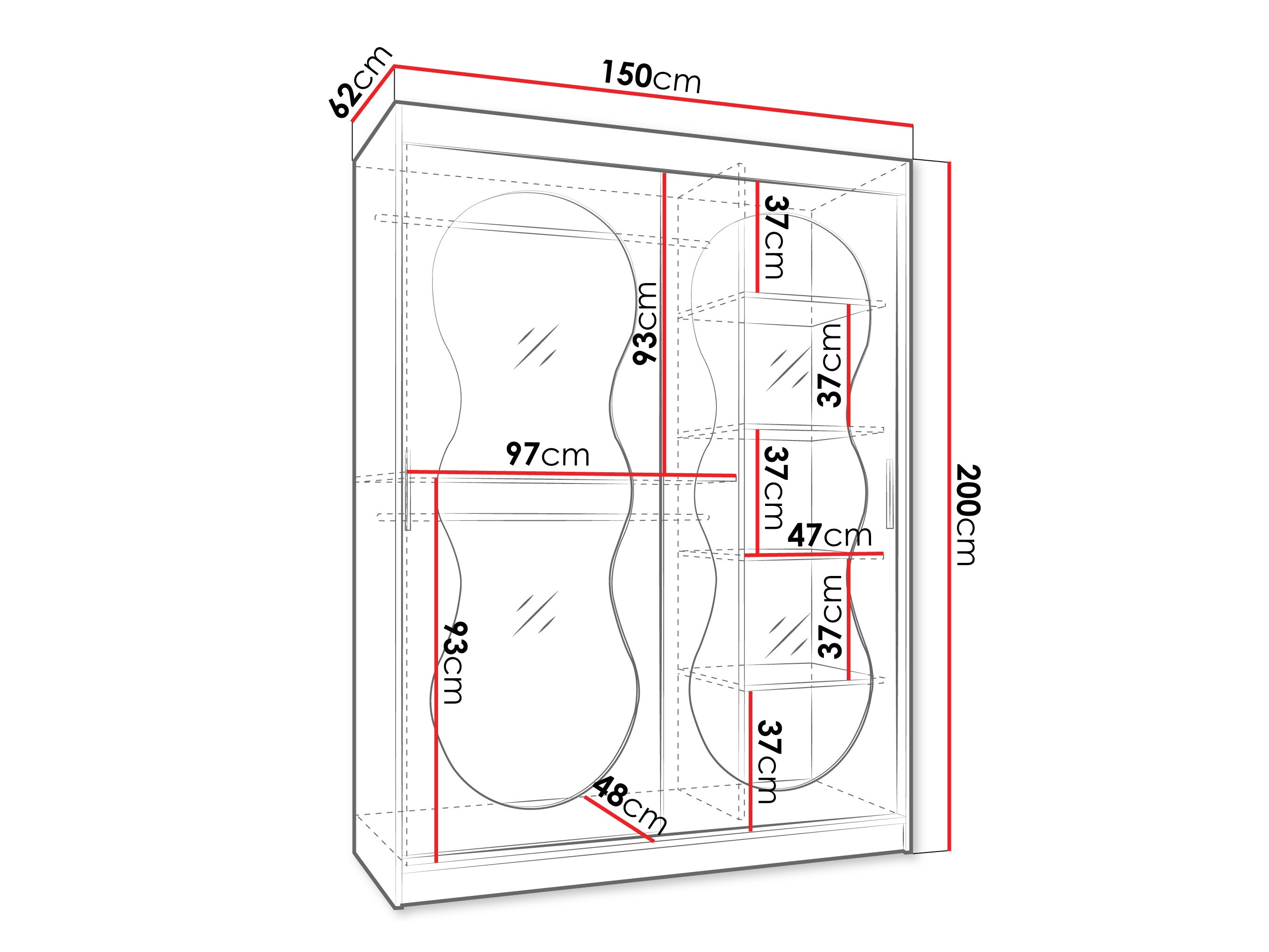 Kledingkast Hartford 528 (Zwart)