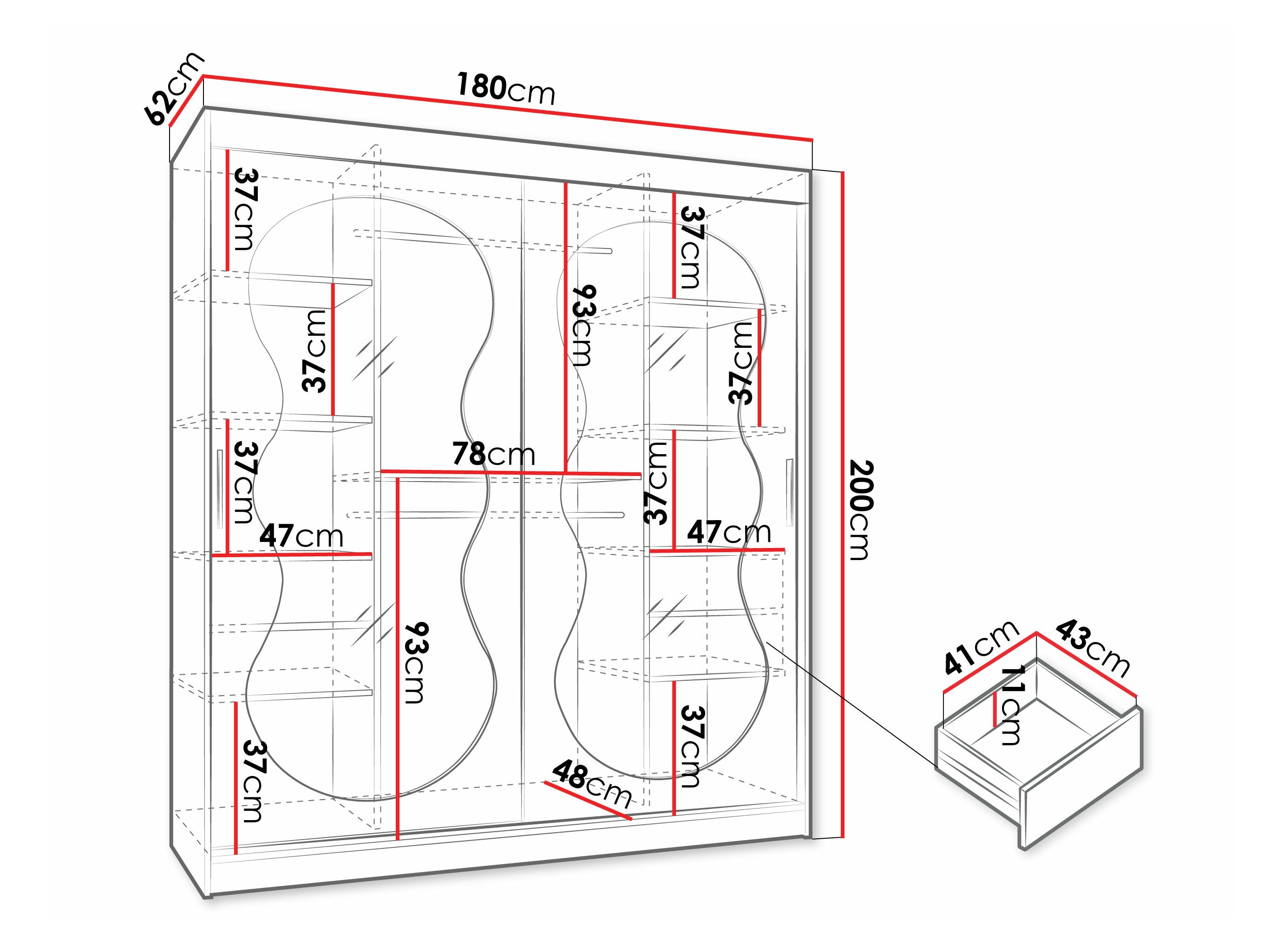 Kledingkast Hartford 530 (Zwart)