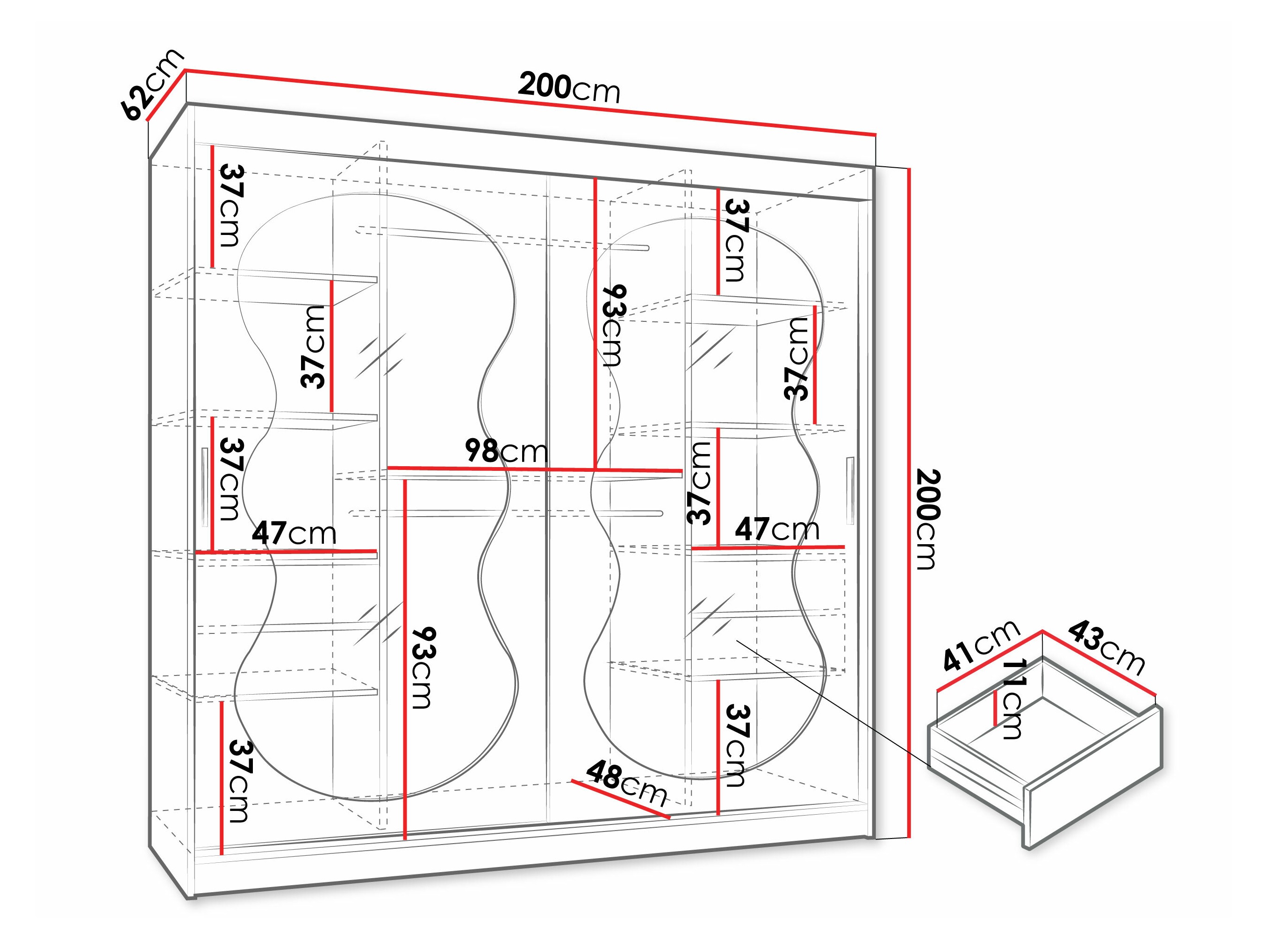 Kledingkast Hartford 532 (Kasjmier)