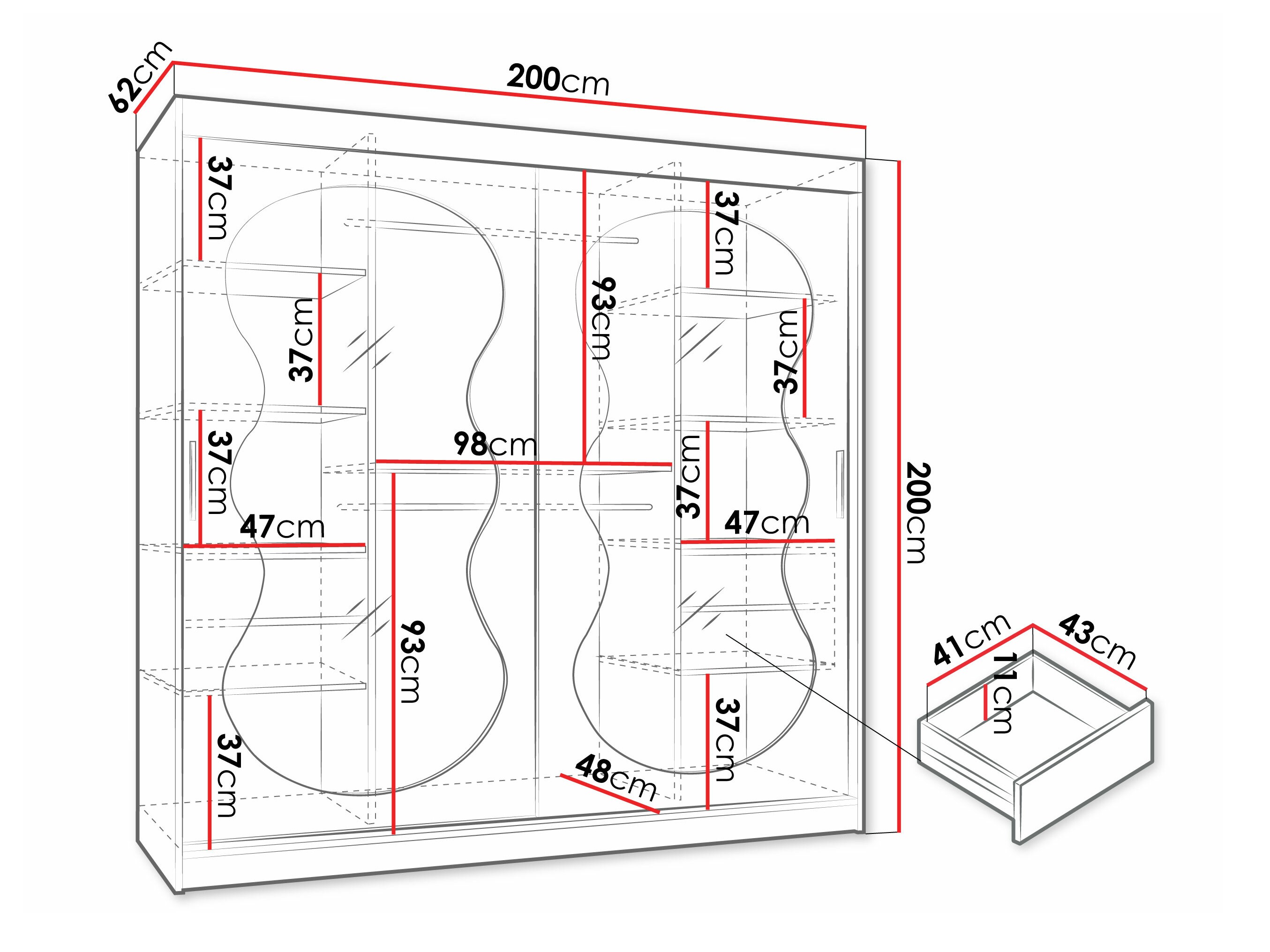 Kledingkast Hartford 532 (Kasjmier)