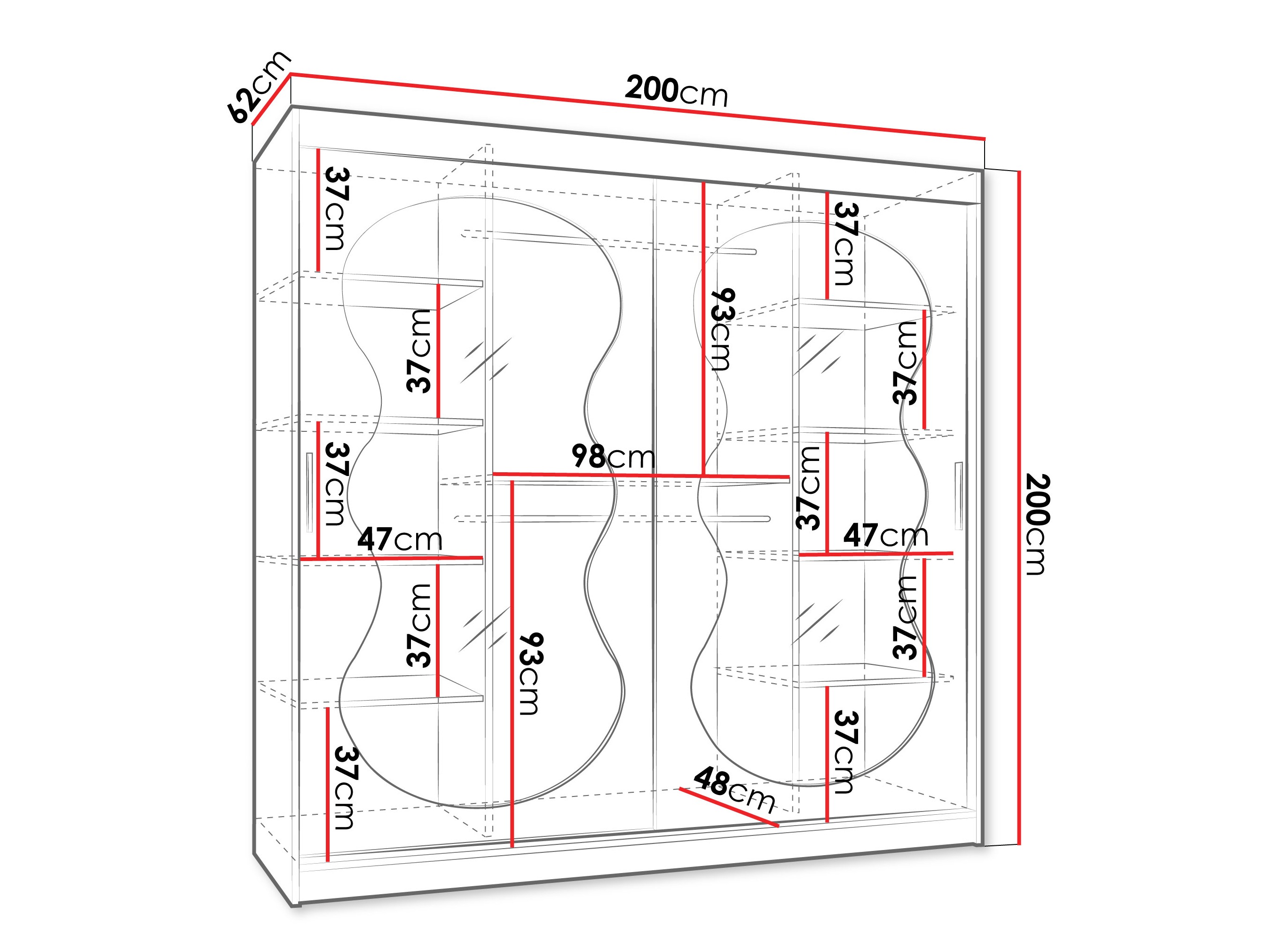 Kledingkast Hartford 532 (Zwart)