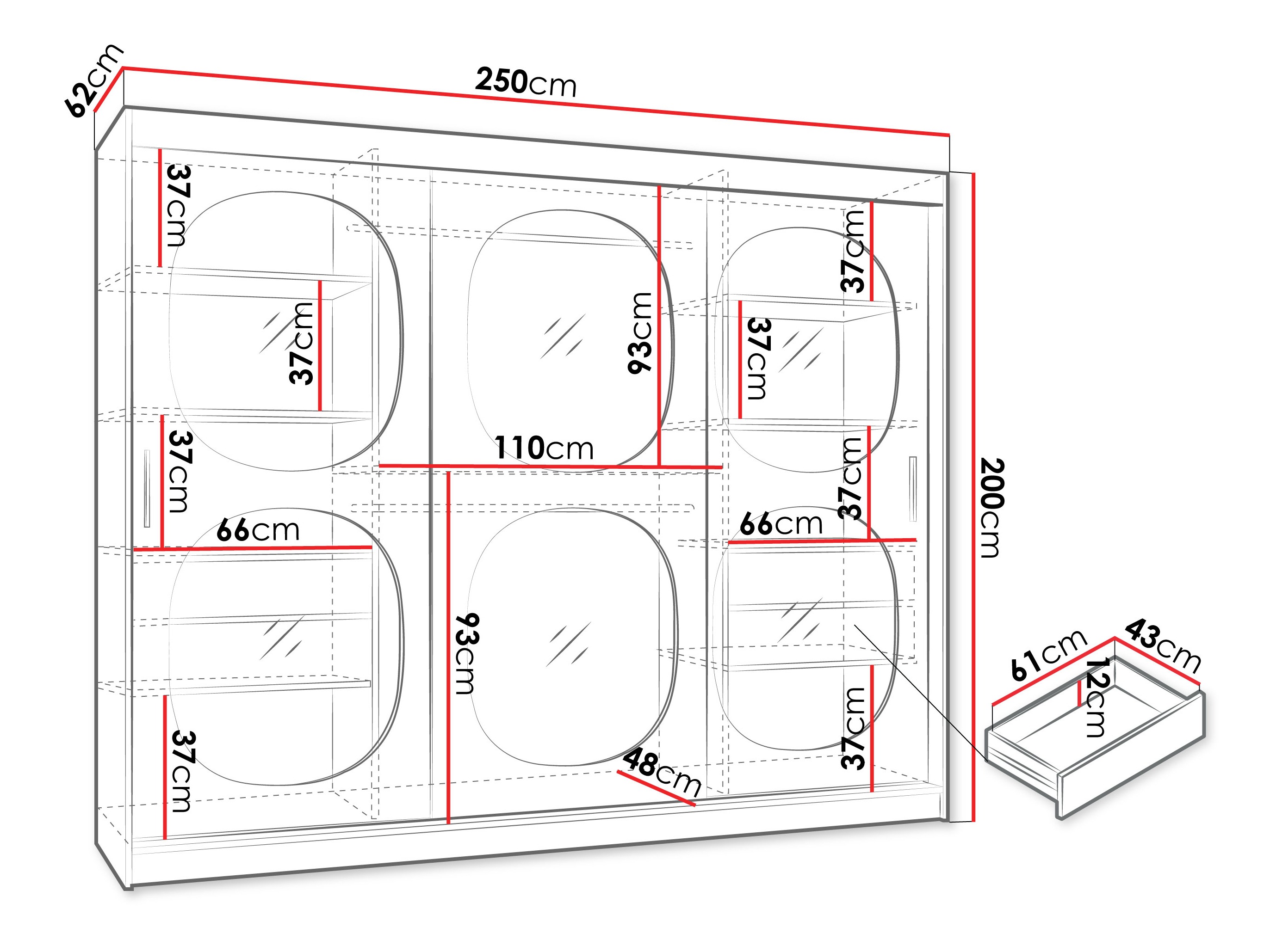 Kledingkast Hartford 533 (Zwart)