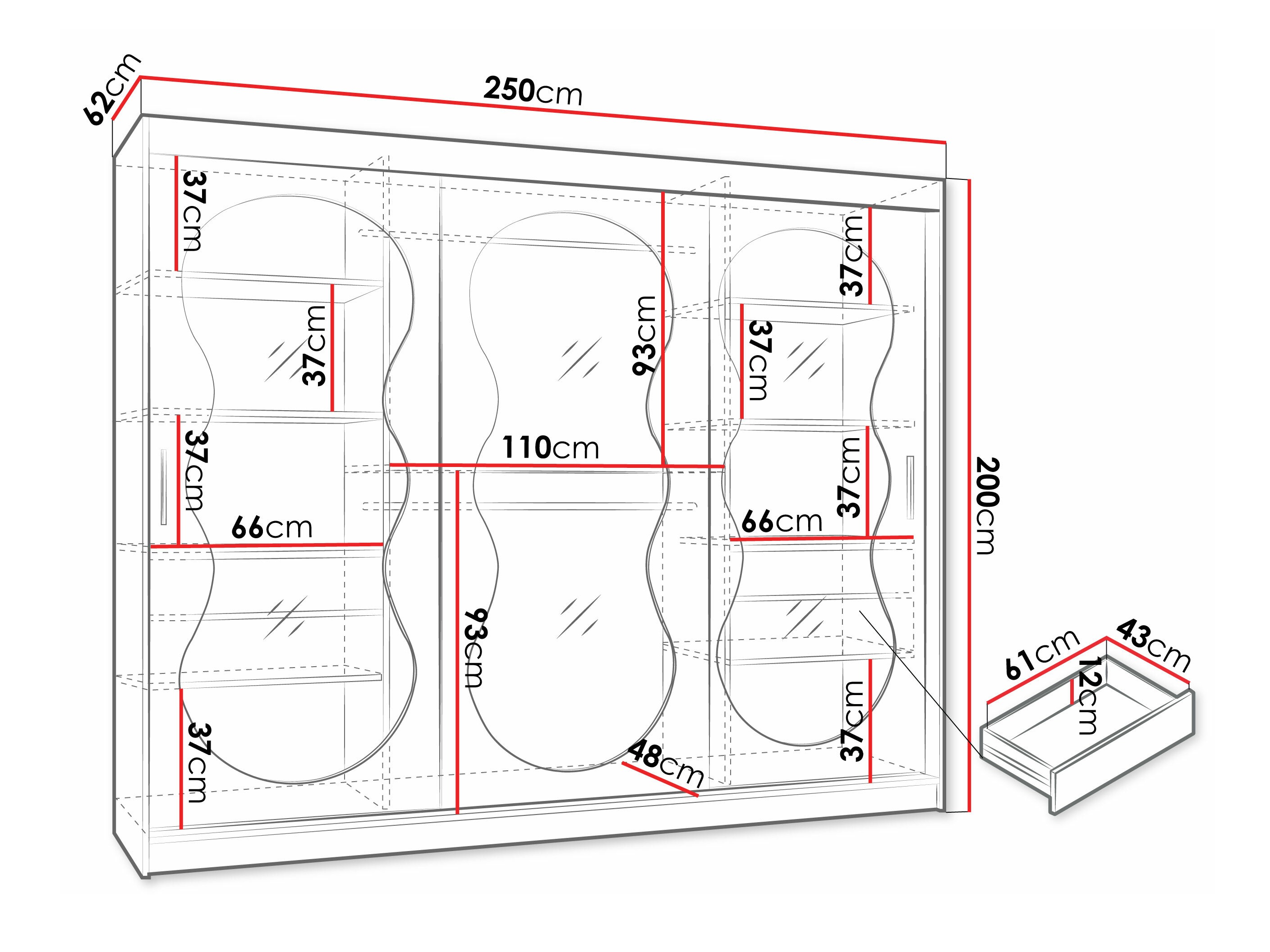 Kledingkast Hartford 534 (Zwart)