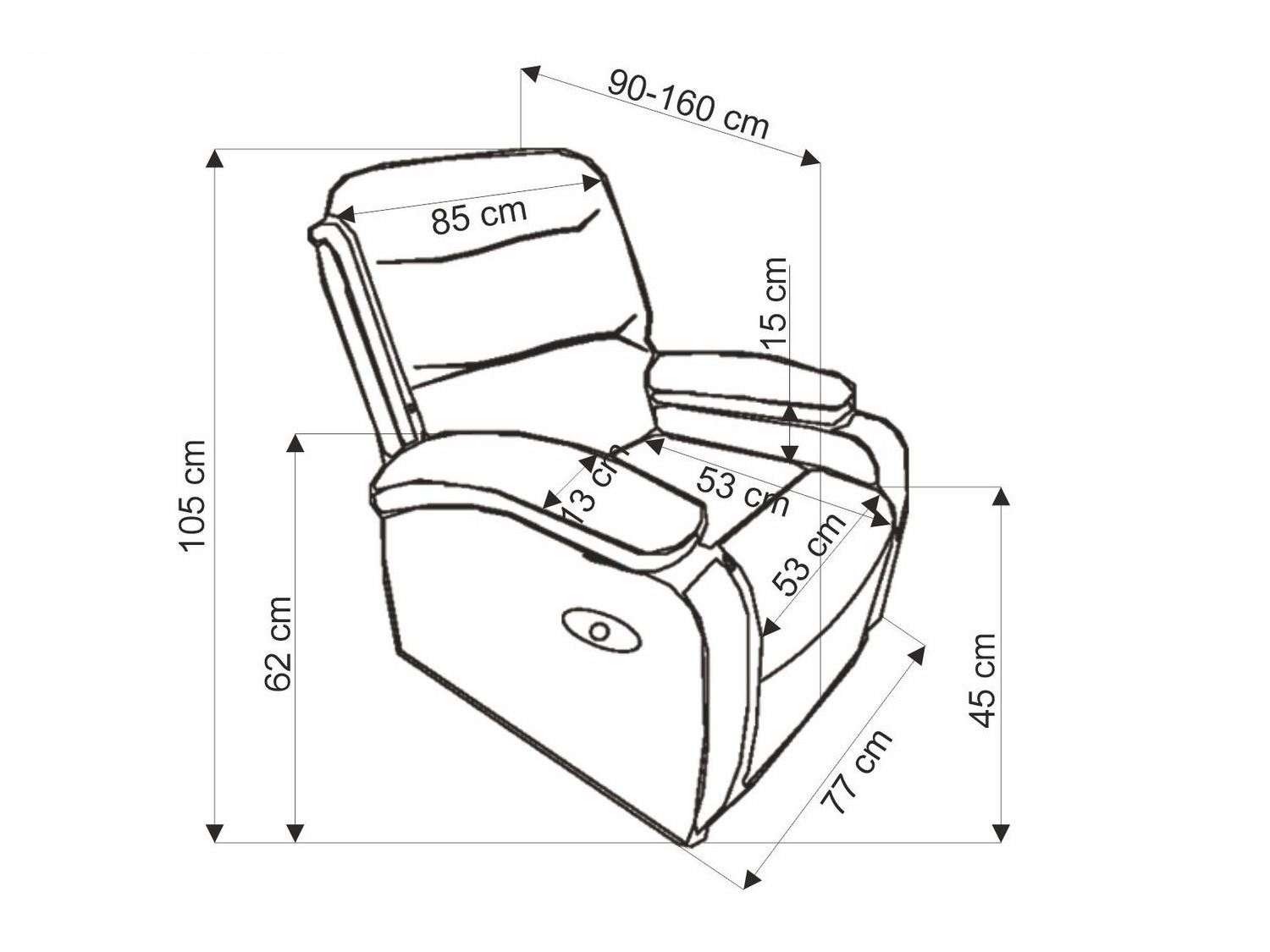 Relaxfauteuil Houston 1856 (Zwart)