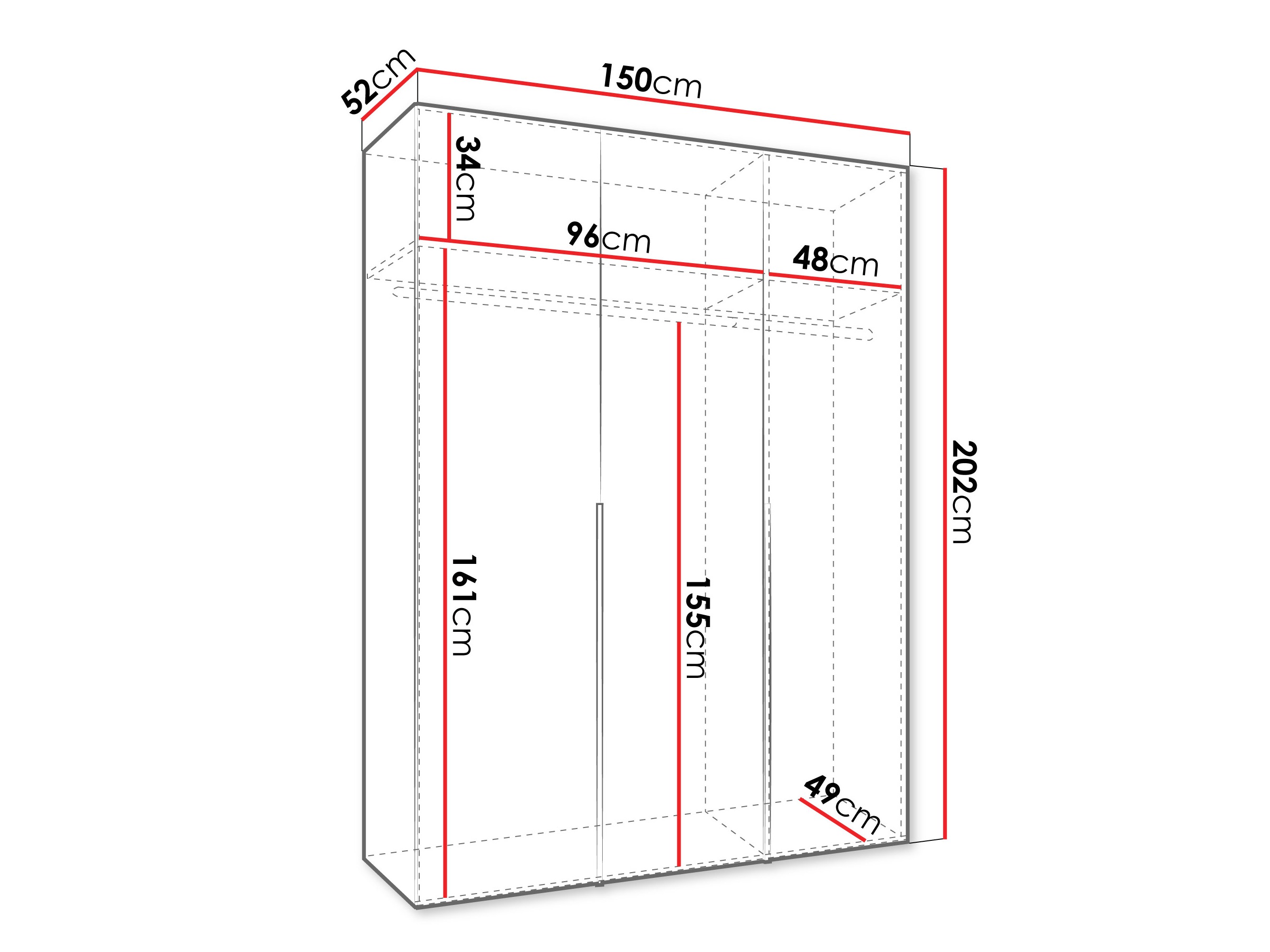 Kledingkast Hartford 536 (Zwart)