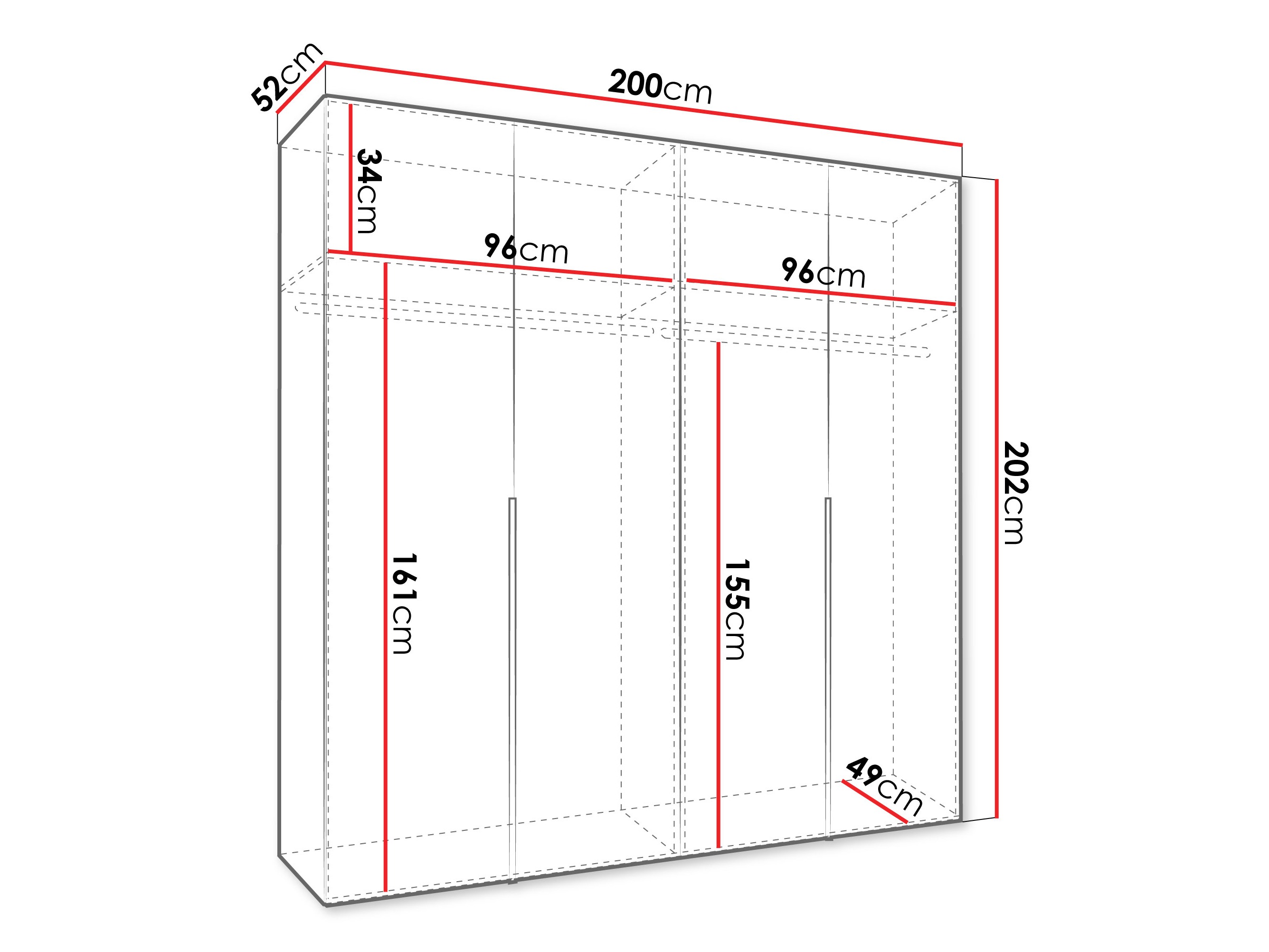 Kledingkast Hartford 537 (Zwart)