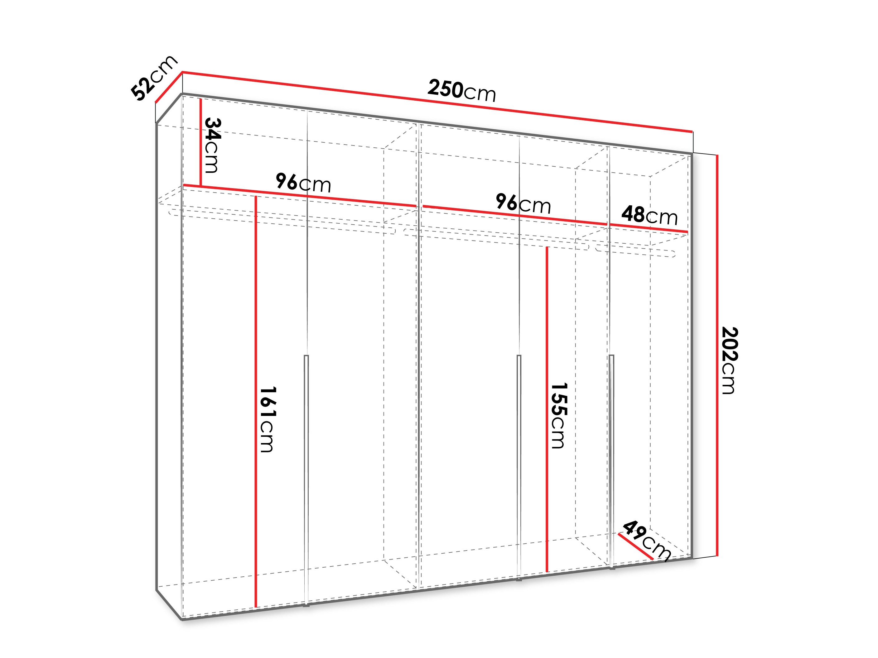 Kledingkast Hartford 538 (Zwart)