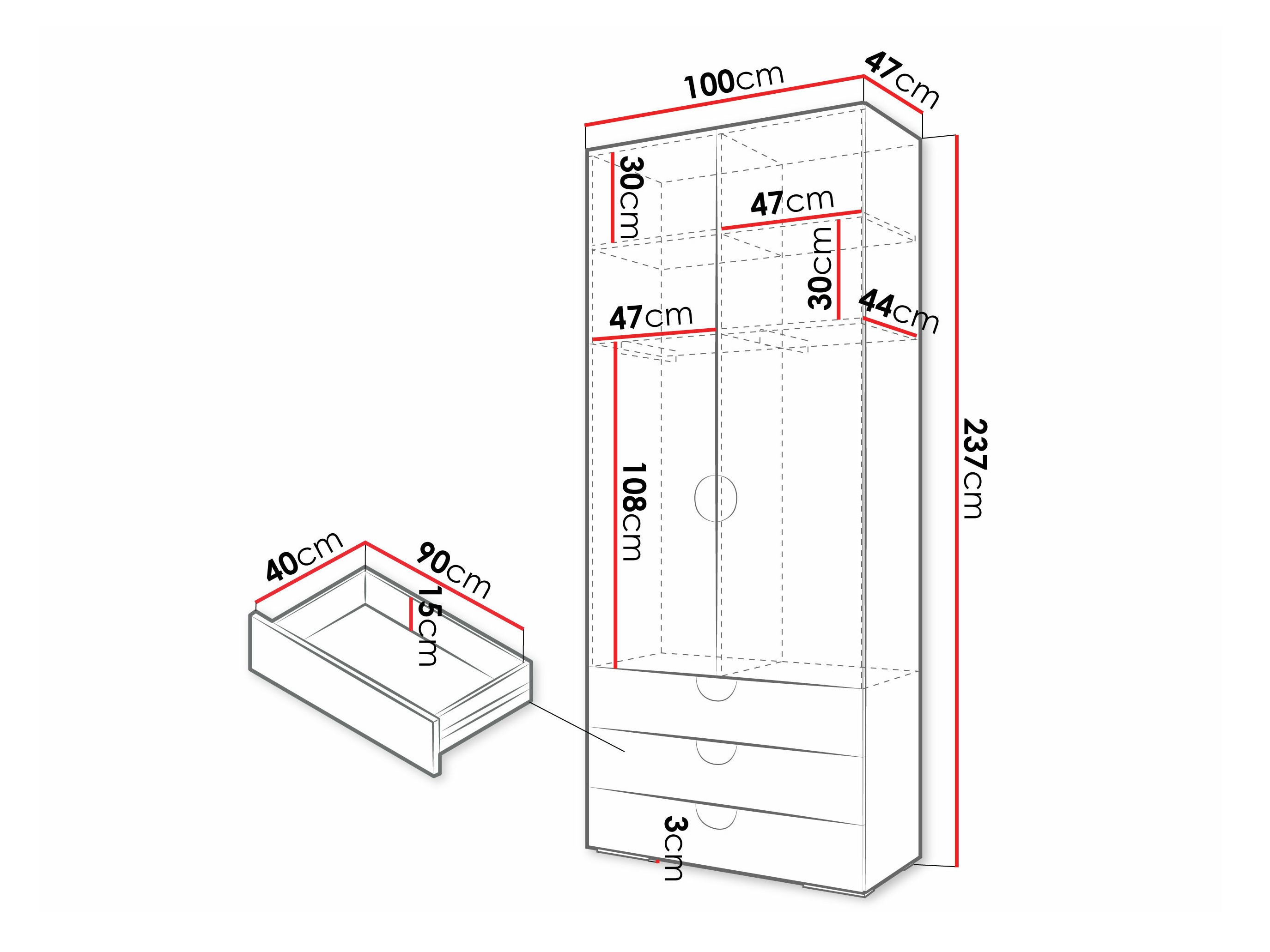 Kledingkast Hartford 565 (Wit)