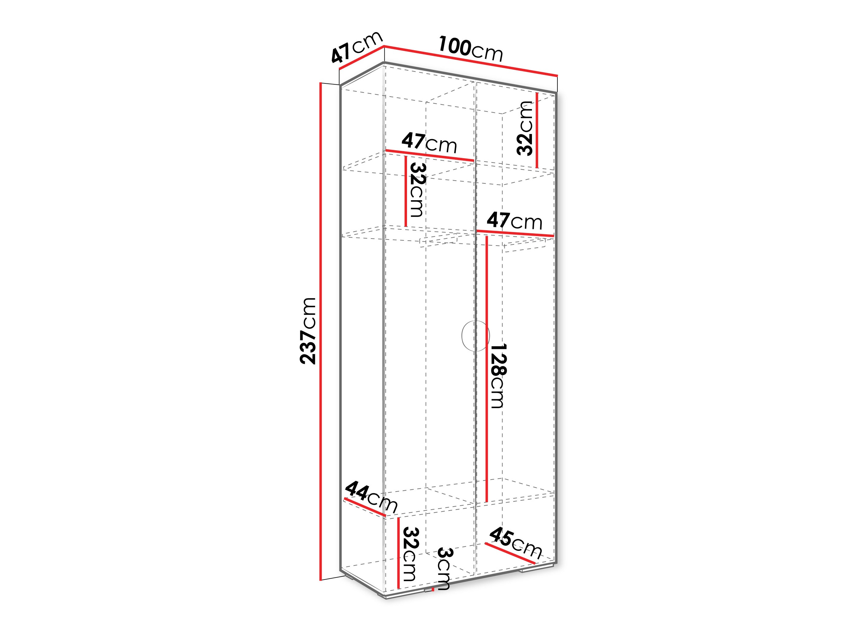 Kledingkast Hartford 566 (Wit)