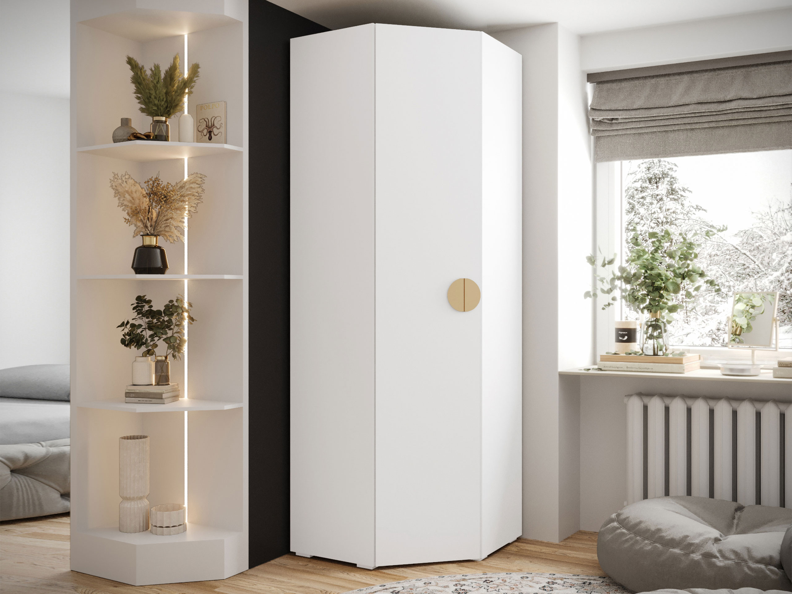 Hoekkledingkast Hartford 568 (Wit)