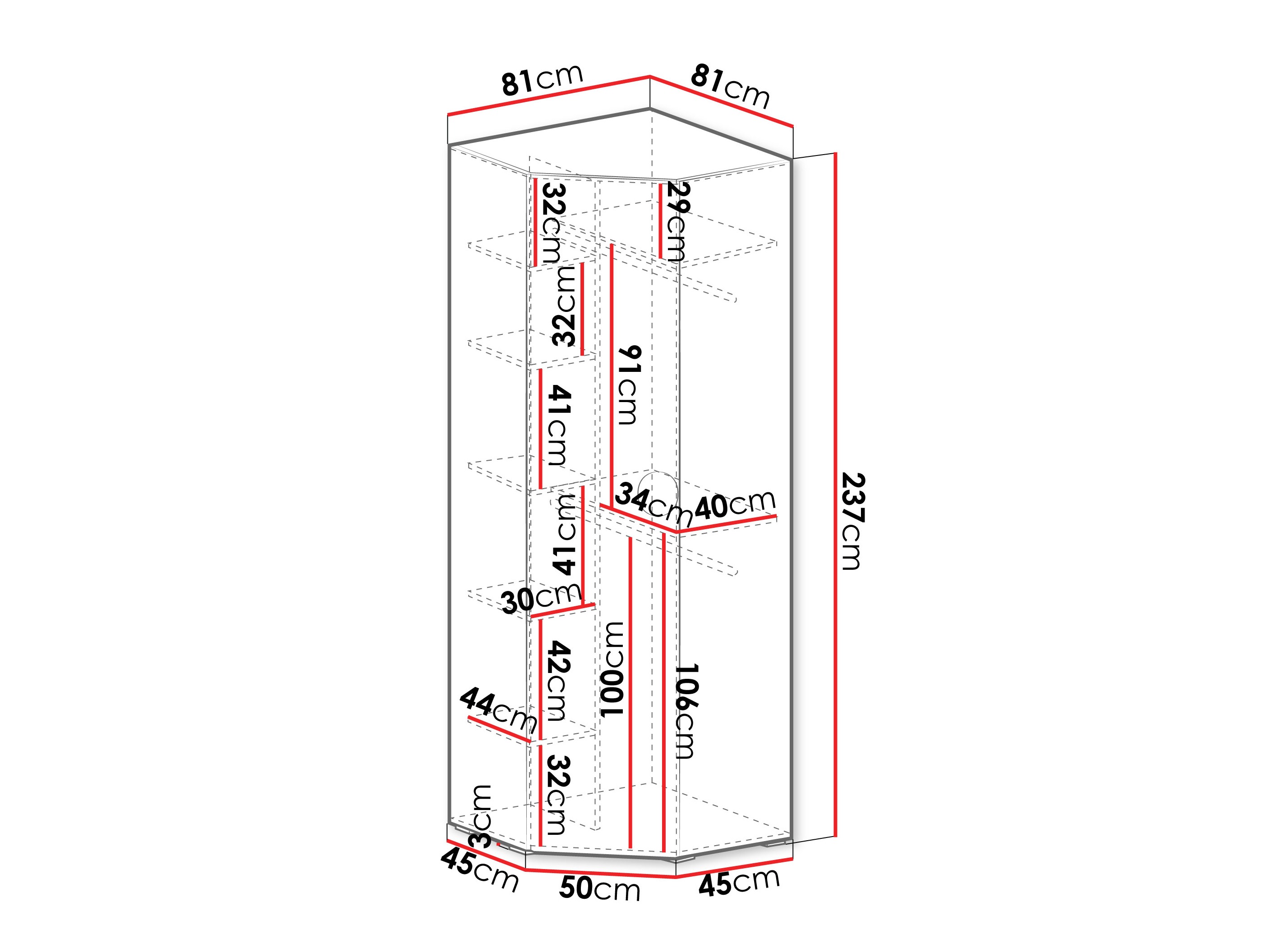 Hoekkledingkast Hartford 568 (Wit)