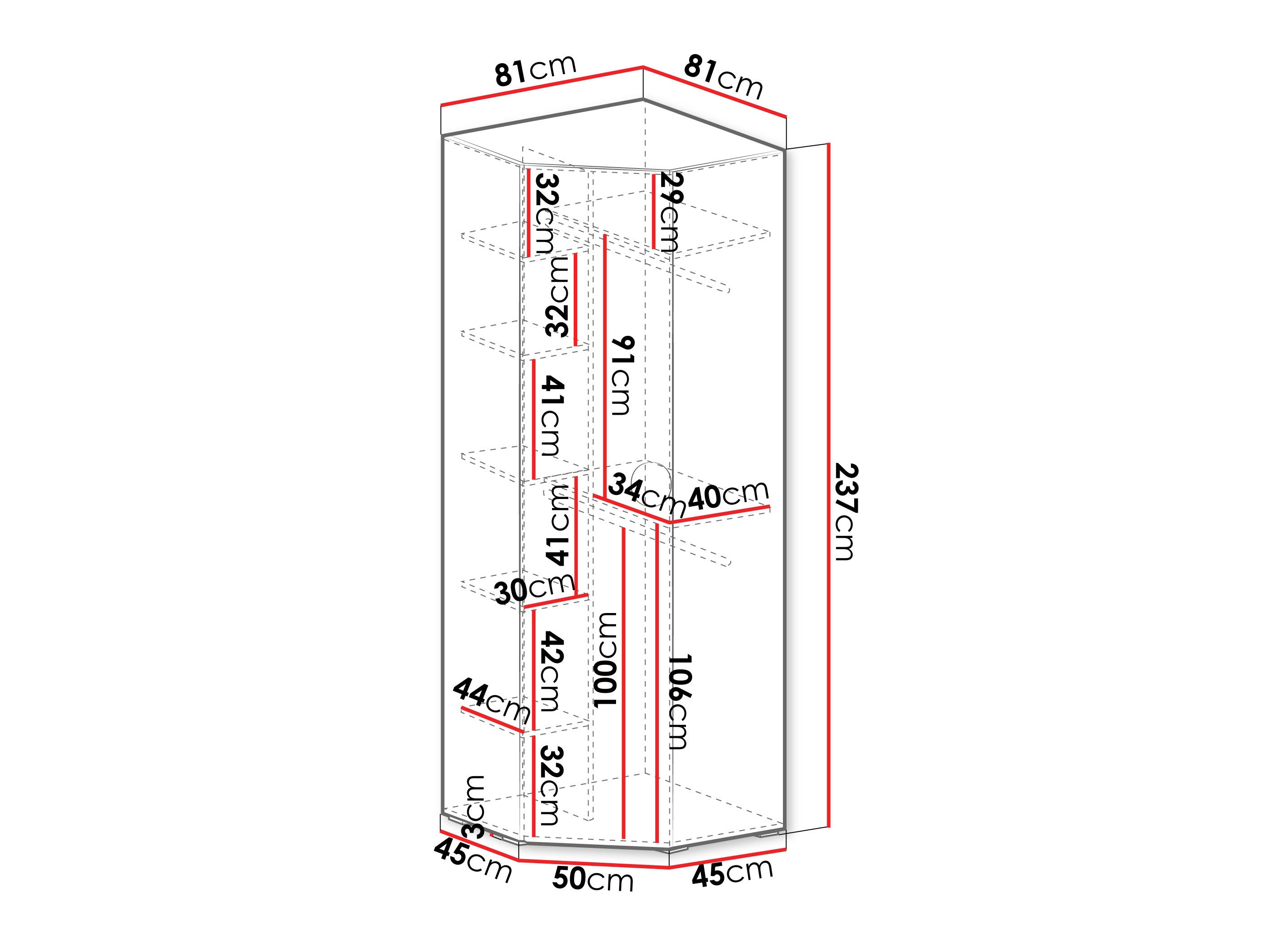 Hoekkledingkast Hartford 568 (Zwart)