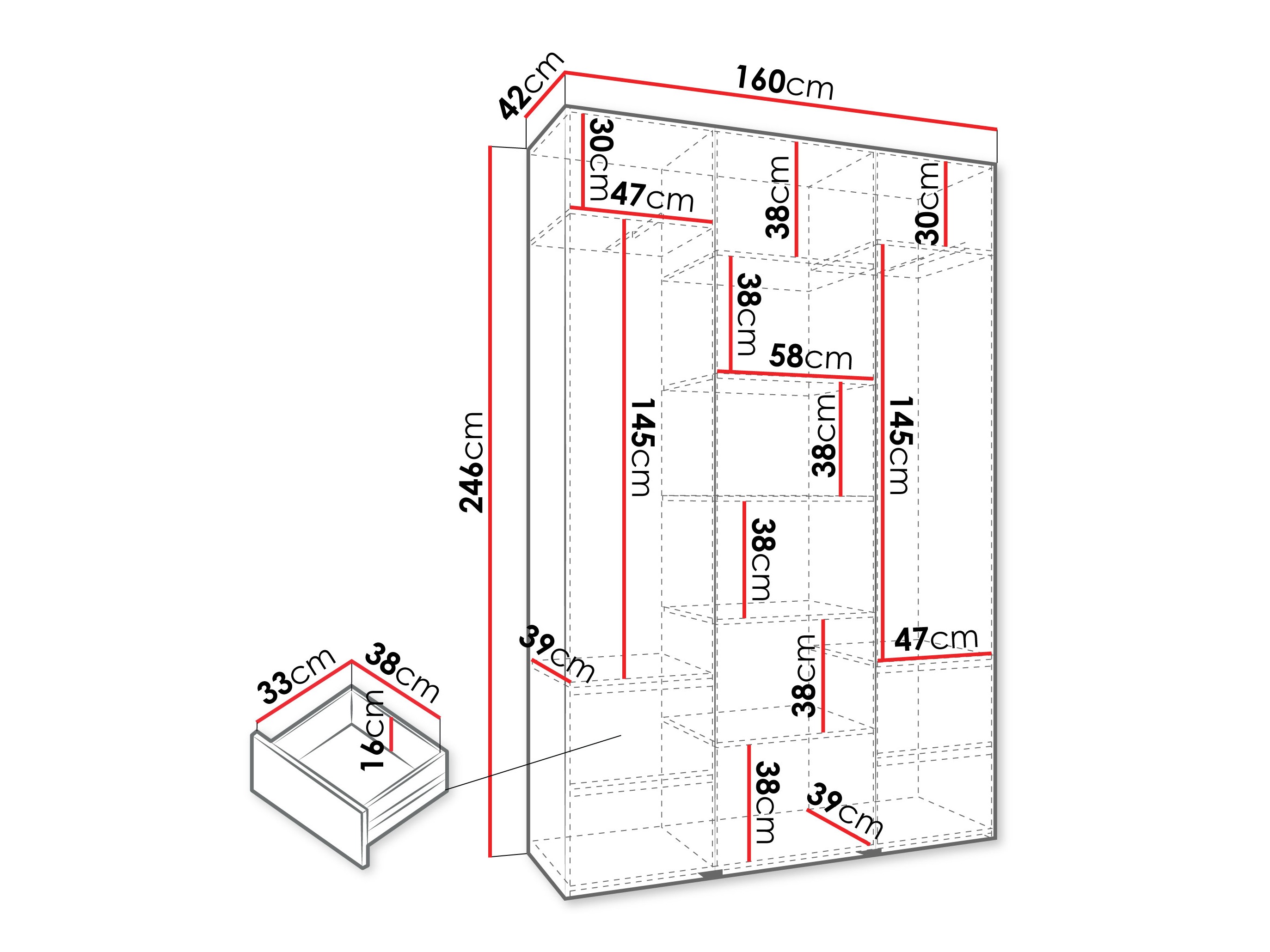Kledingkast Hartford 571 (Wit)