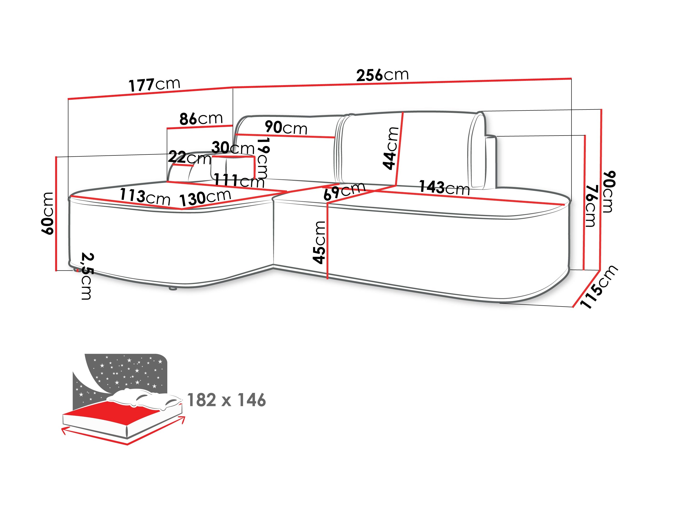 Hoekbank Comfivo 464 (Coral 65)