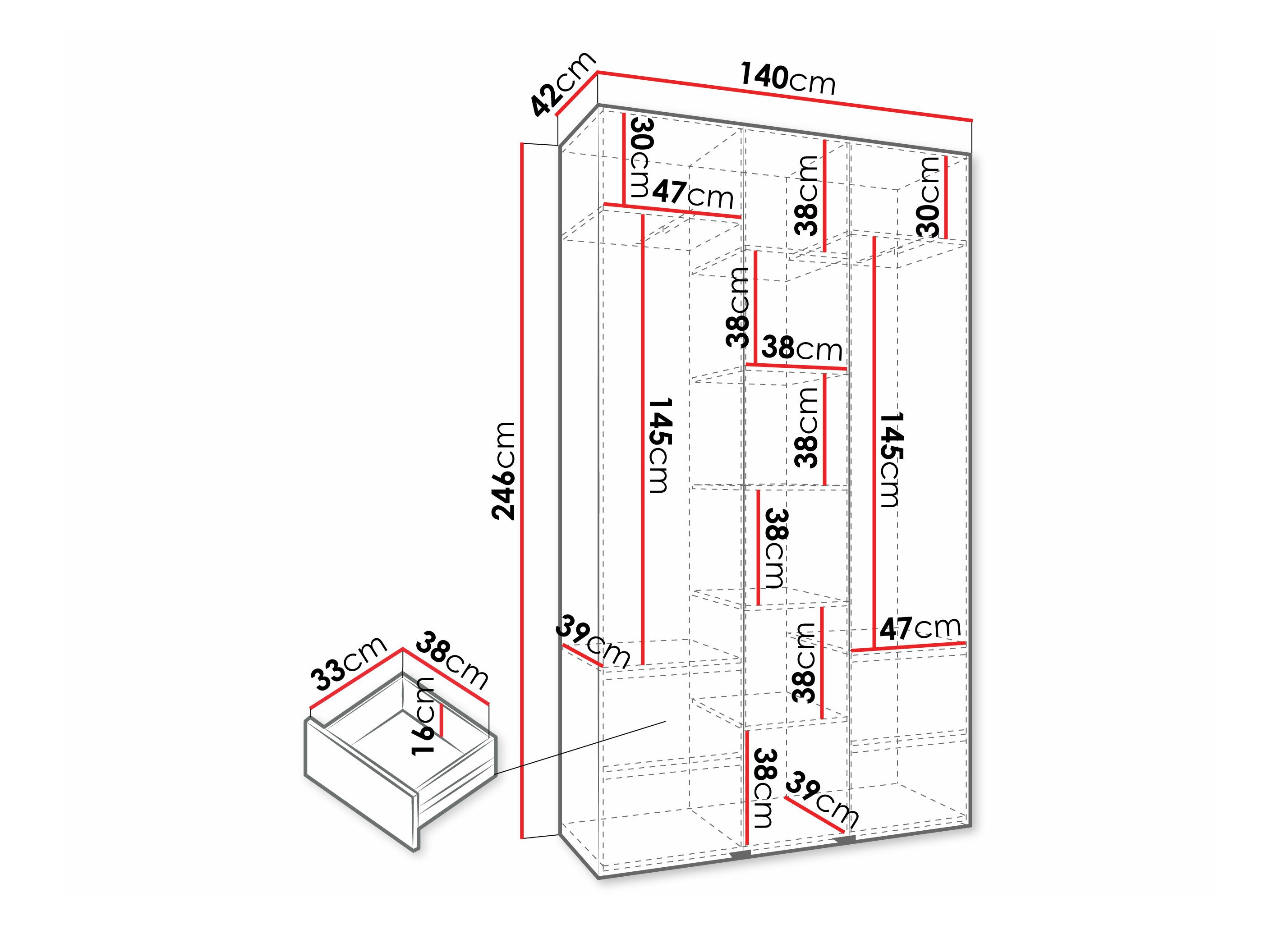 Kledingkast Hartford 573 (Kasjmier)