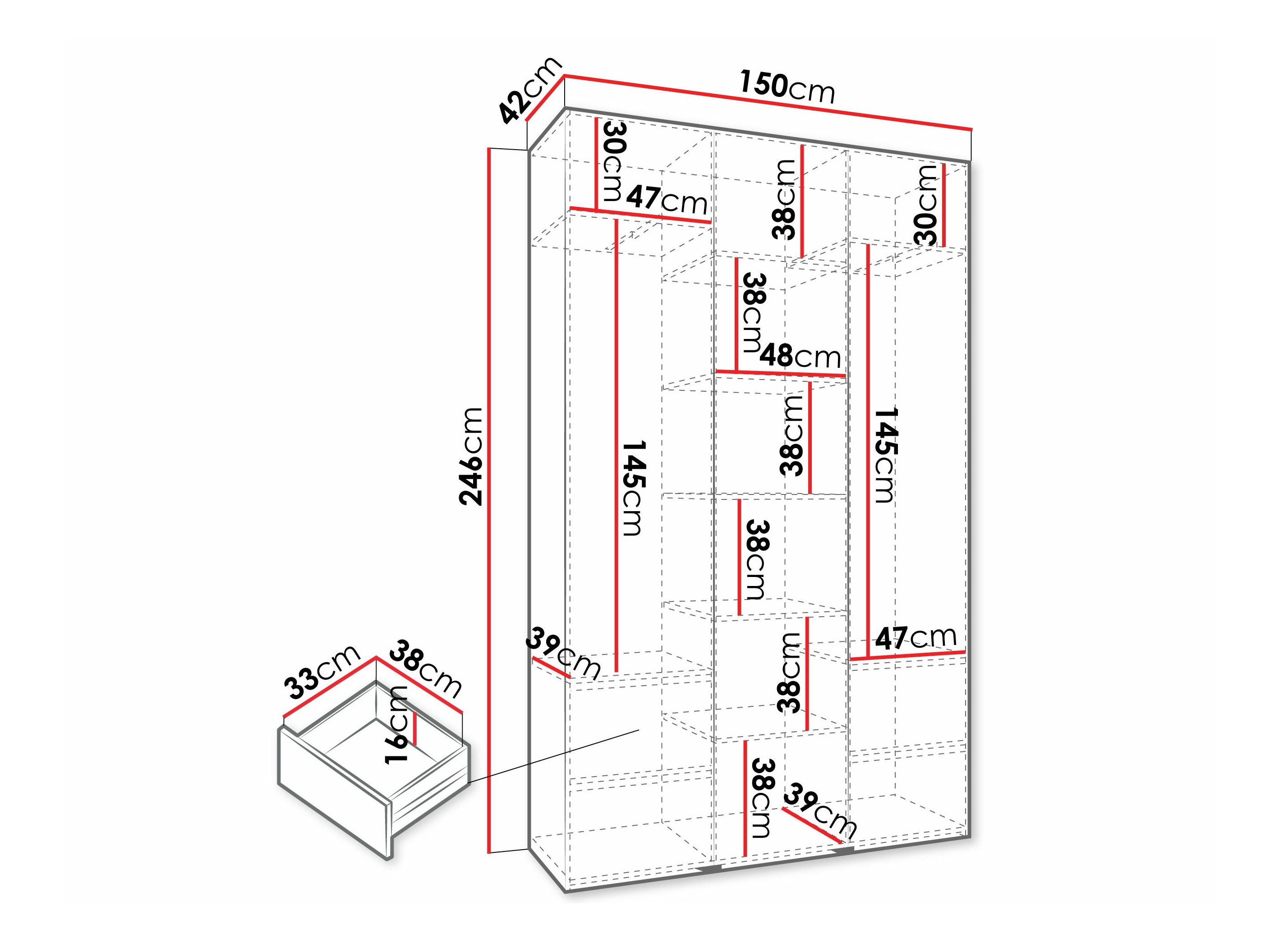 Kledingkast Hartford 573 (Kasjmier)