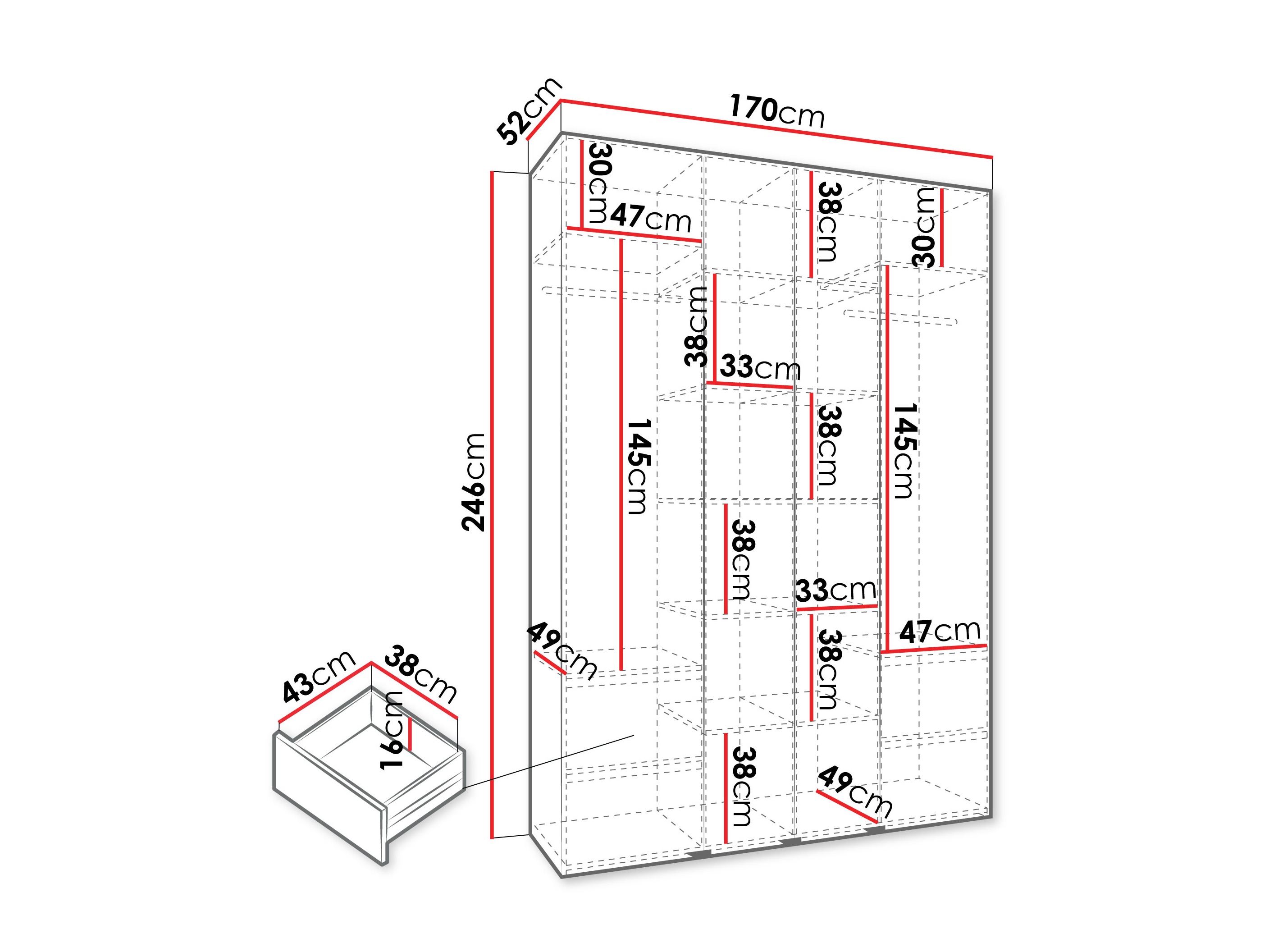 Kledingkast Hartford 574 (Kasjmier)