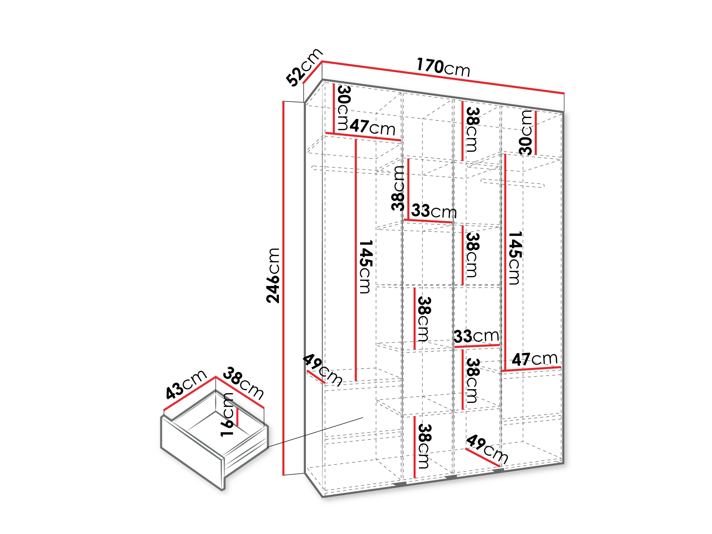 Kledingkast Hartford 574 (Wit)
