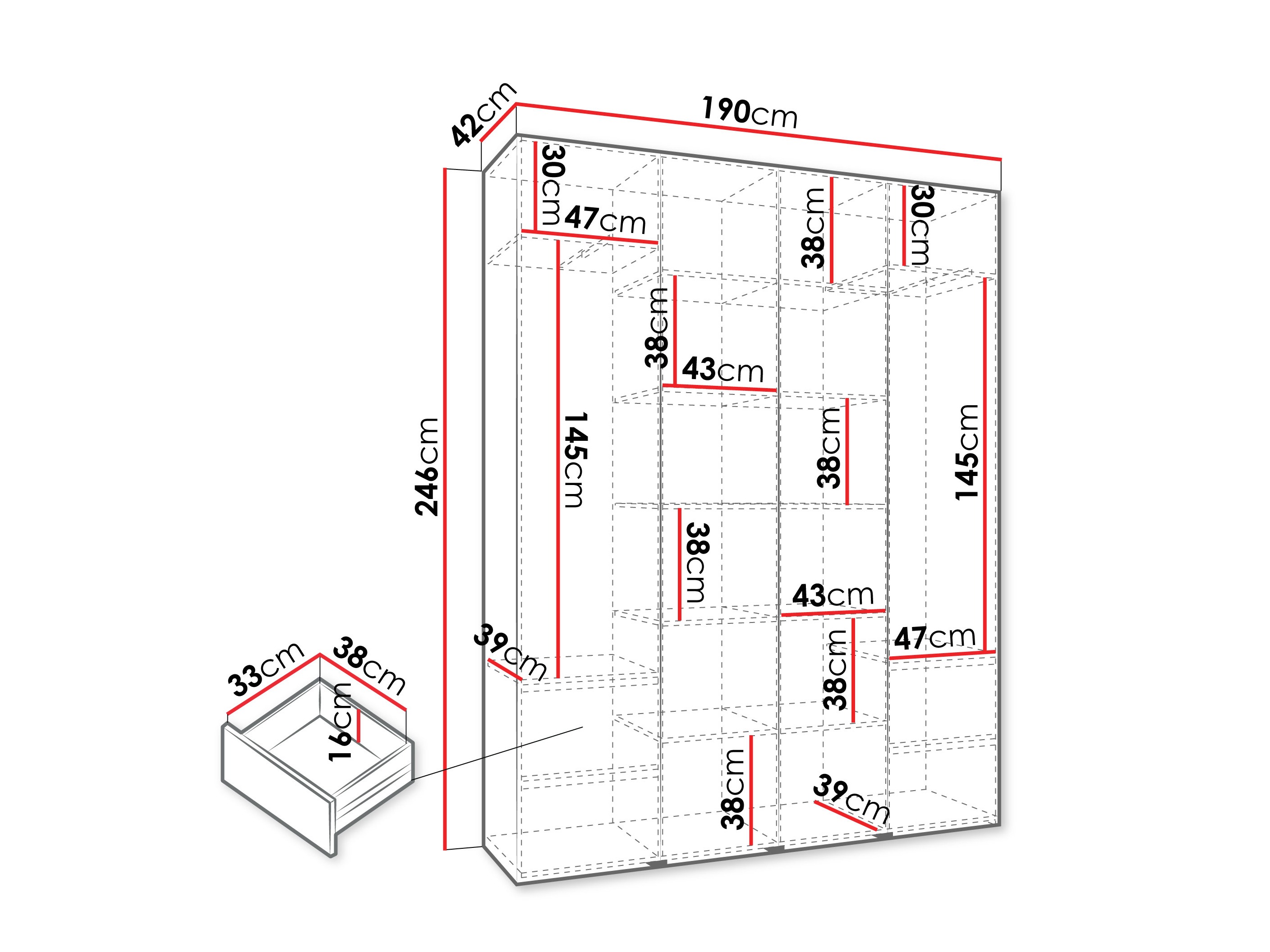 Kledingkast Hartford 574 (Wit)