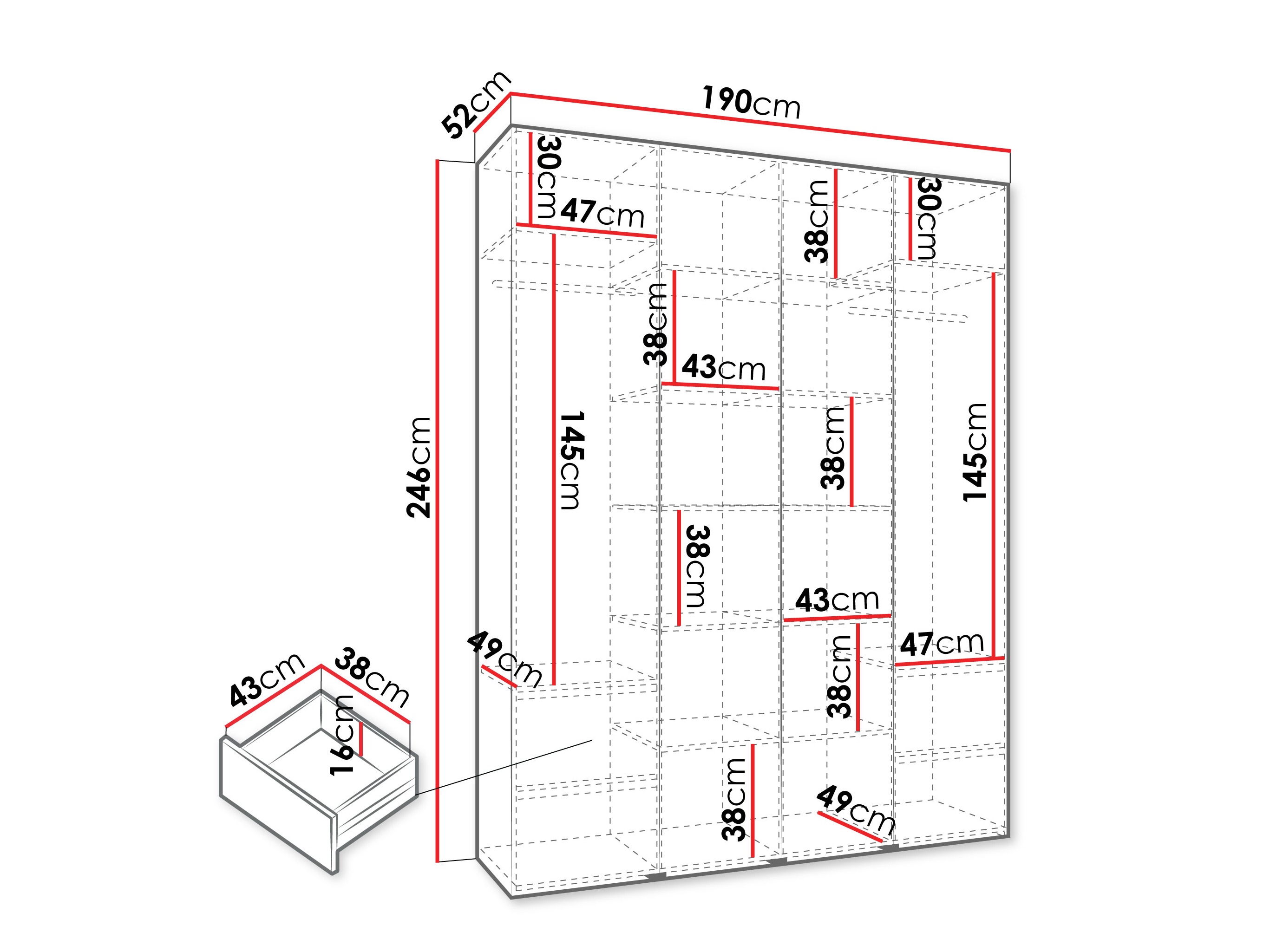 Kledingkast Hartford 574 (Wit)