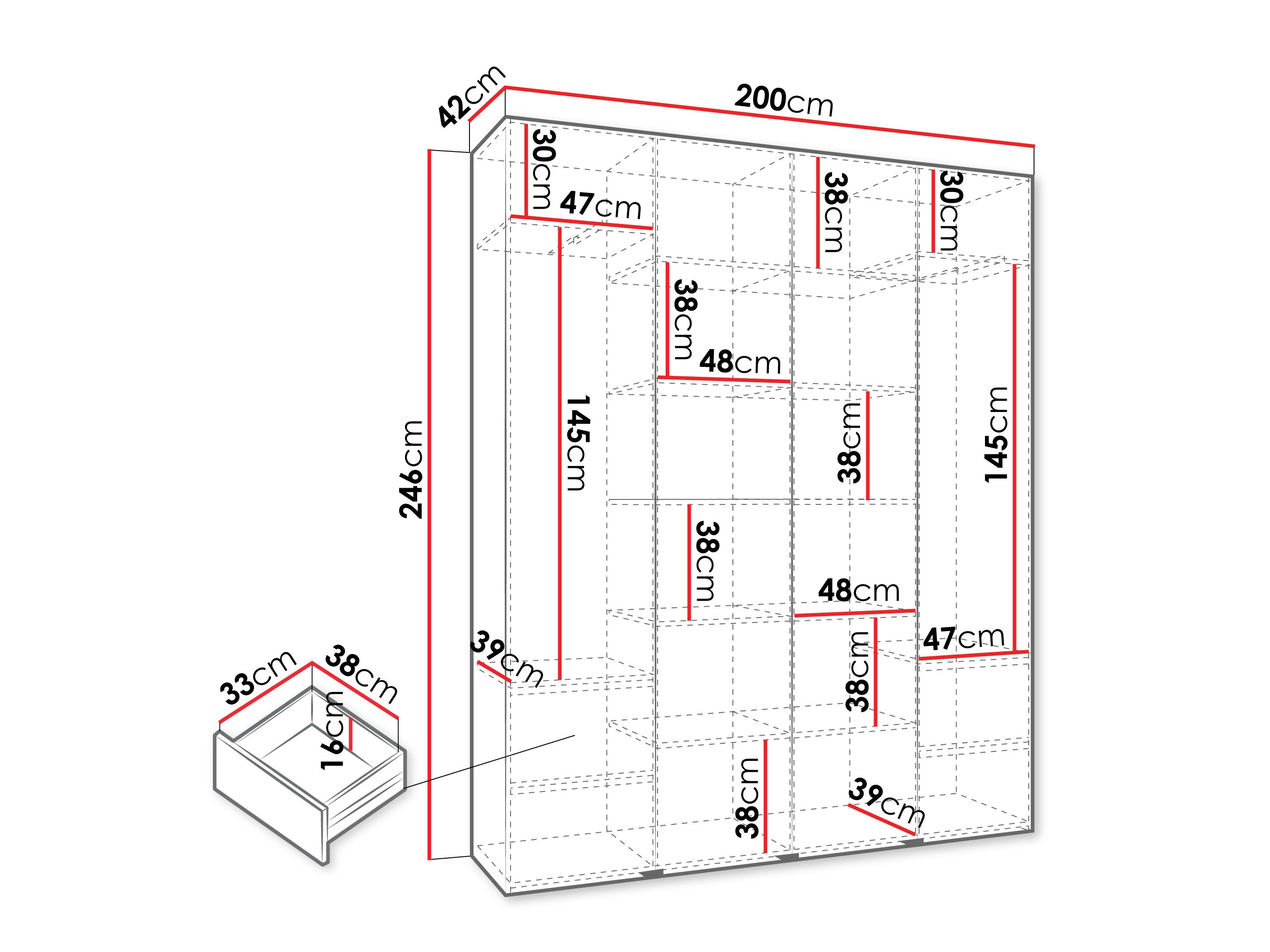 Kledingkast Hartford 574 (Kasjmier)