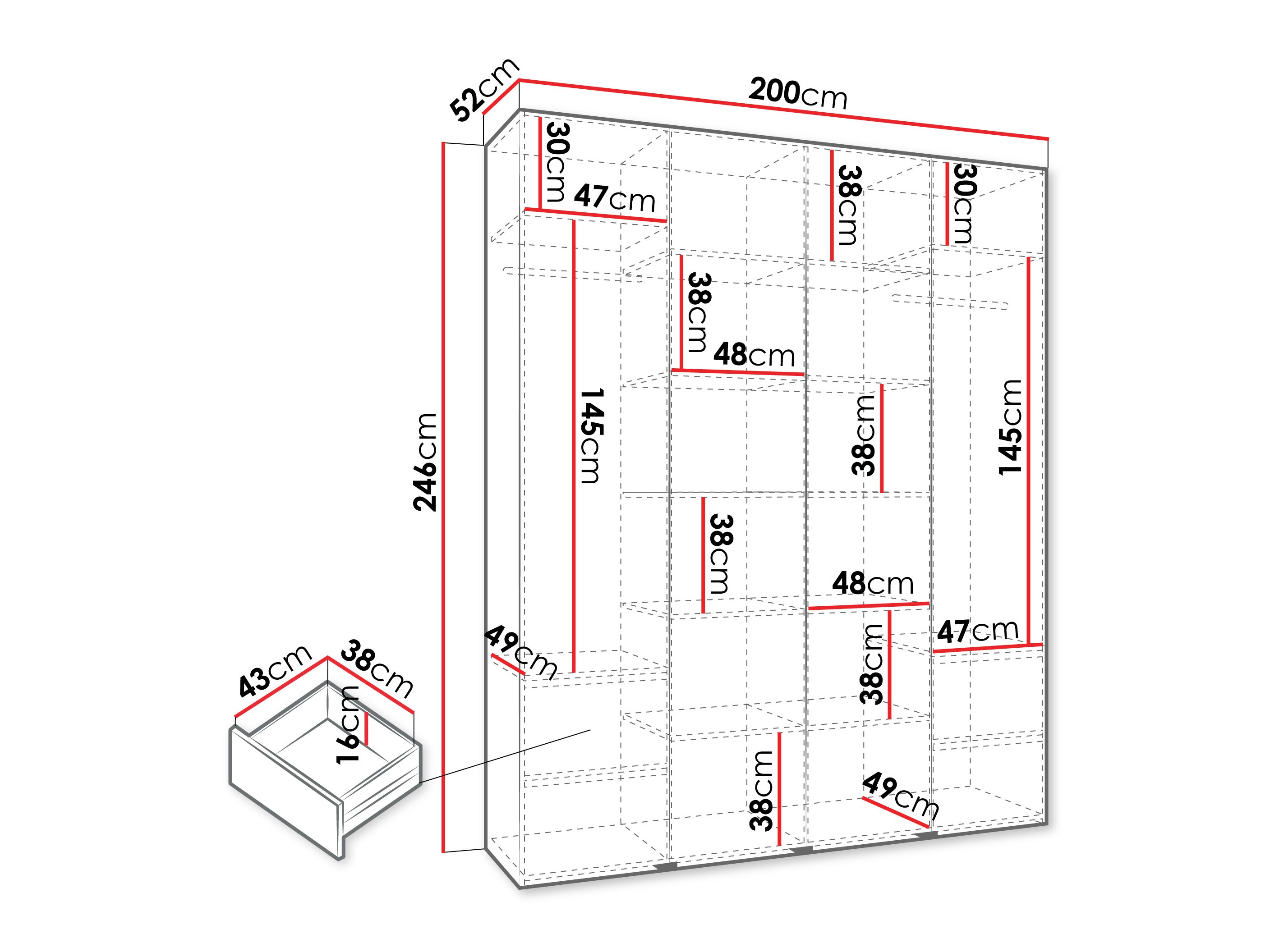 Kledingkast Hartford 574 (Kasjmier)