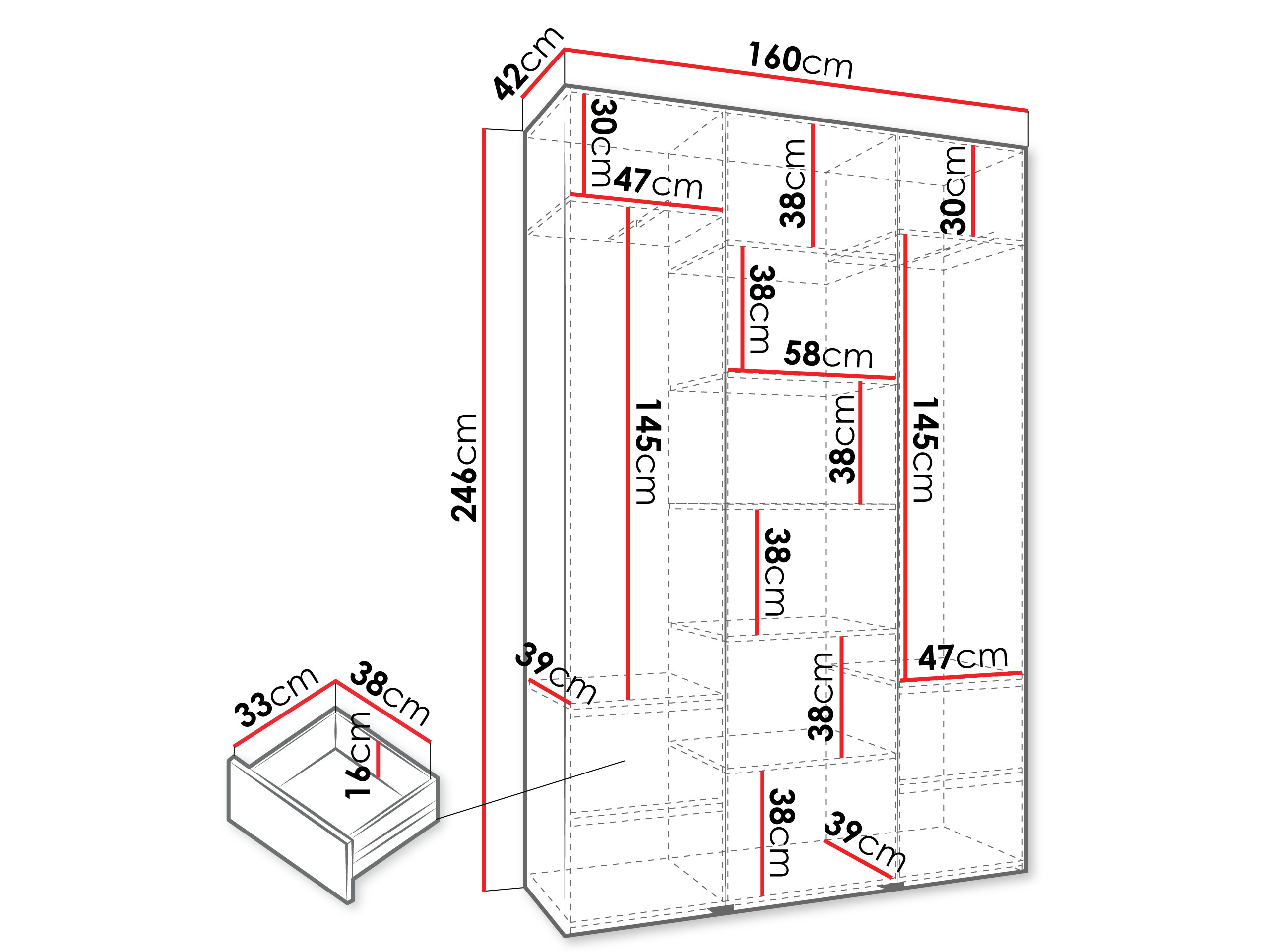 Kledingkast Hartford 544 (Wit)