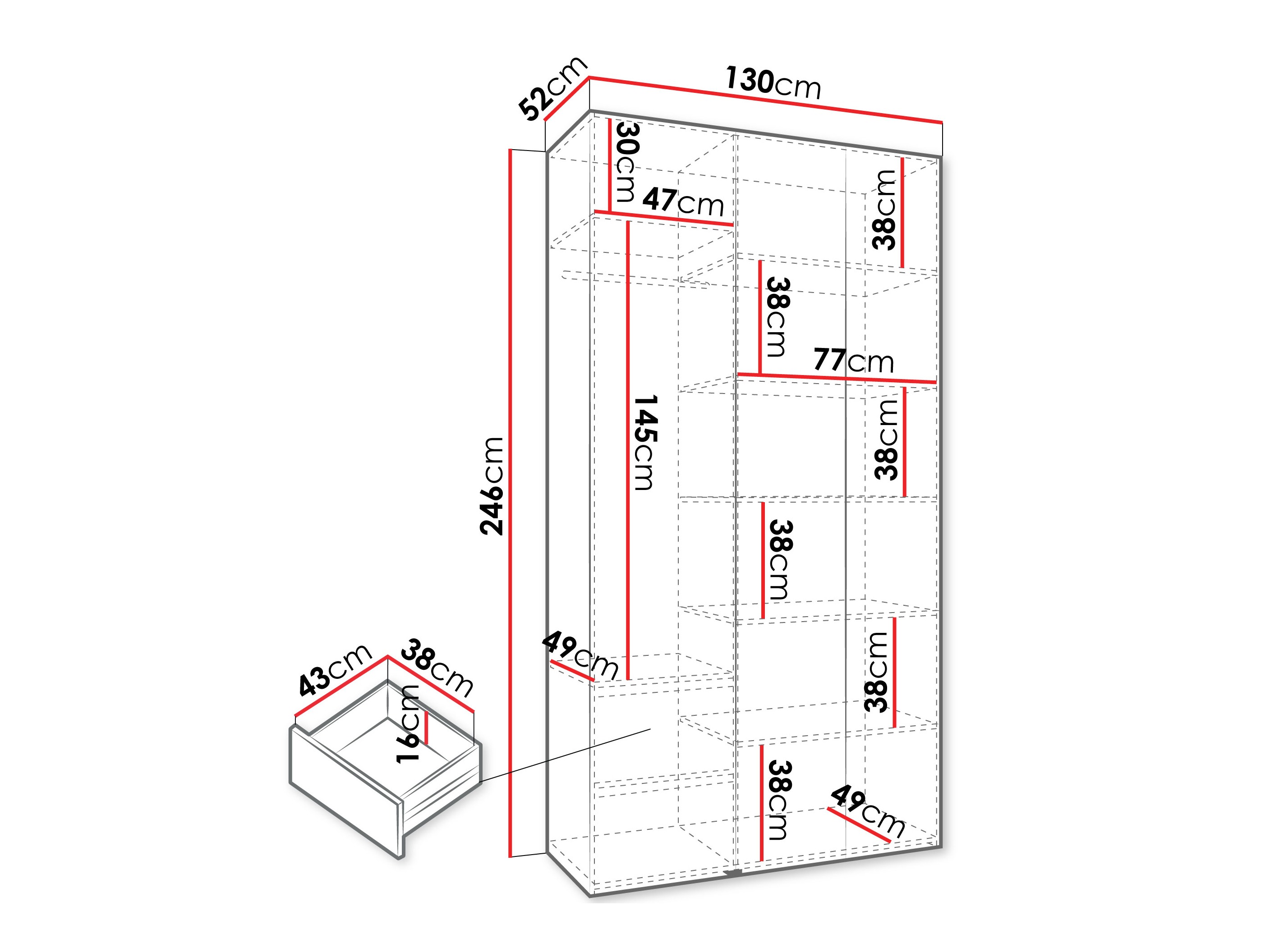 Kledingkast Hartford 544 (Wit)
