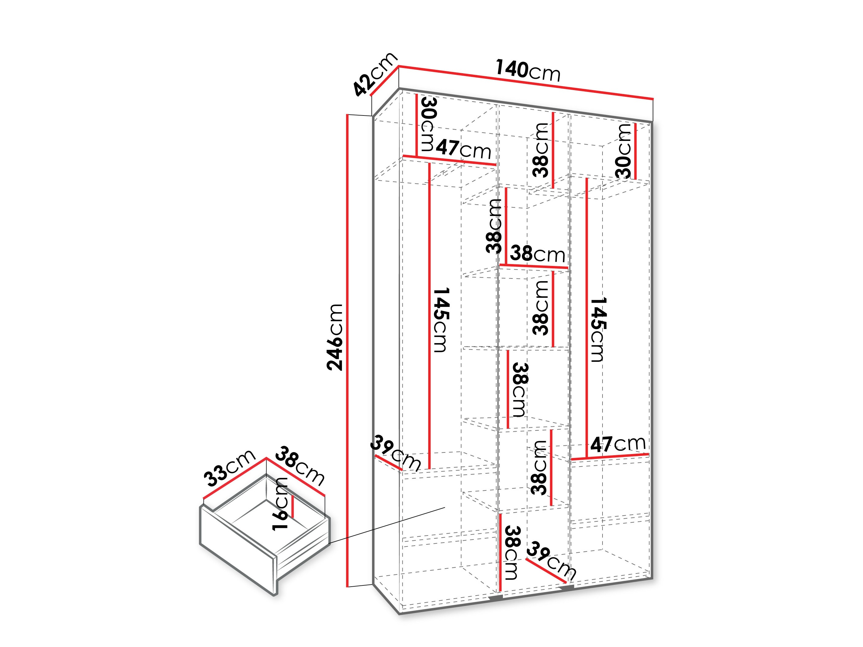 Kledingkast Hartford 544 (Wit)