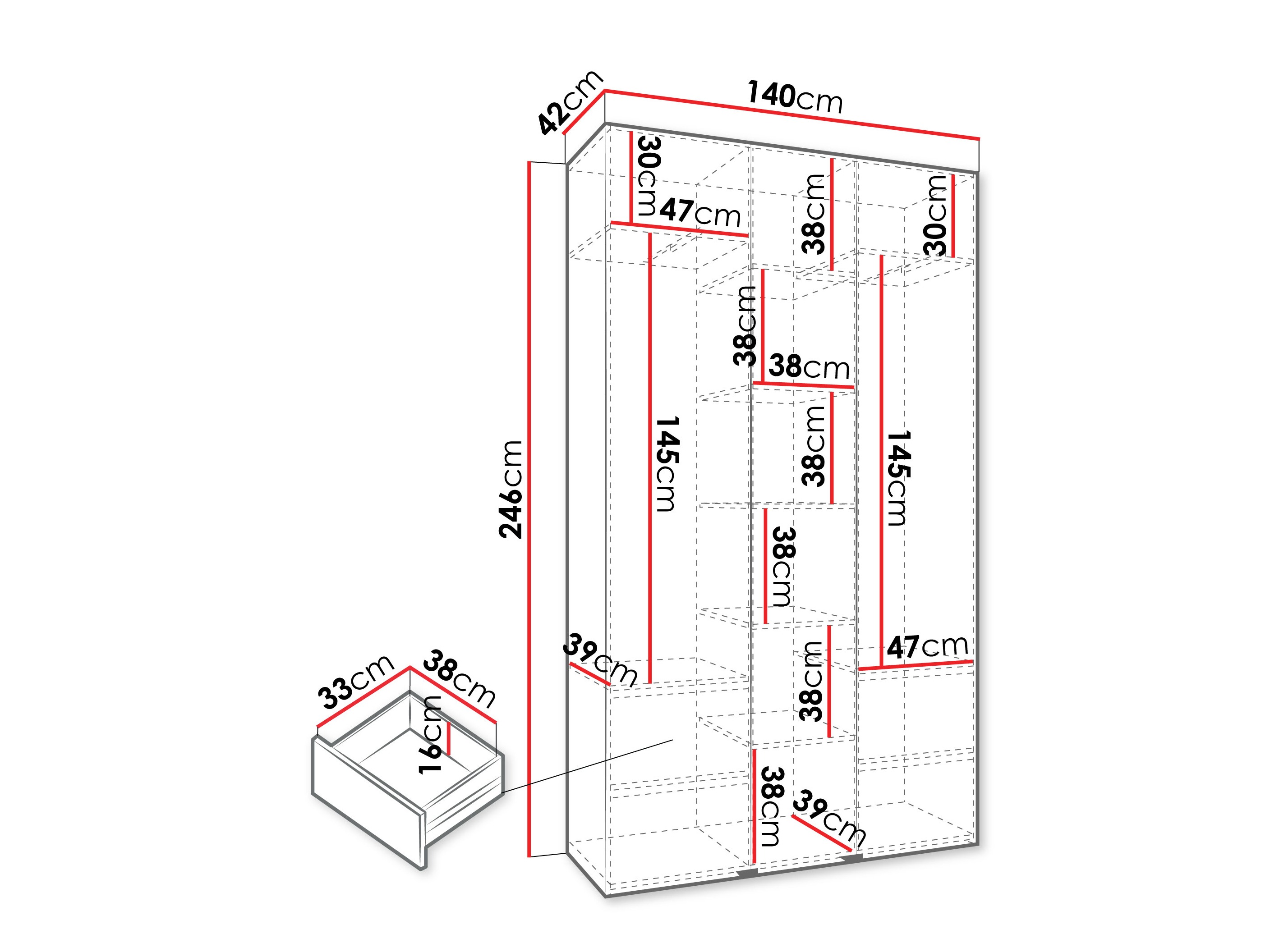 Kledingkast Hartford 544 (Wit)