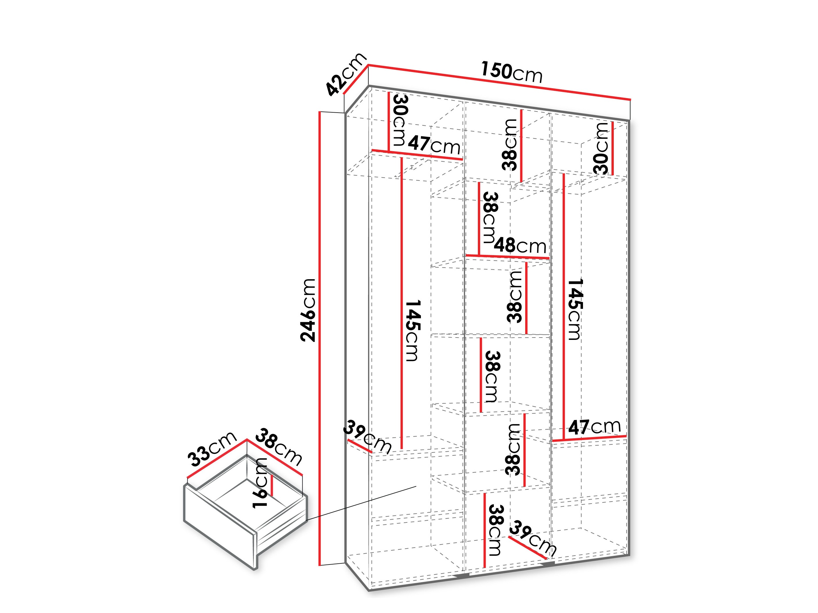 Kledingkast Hartford 544 (Wit)