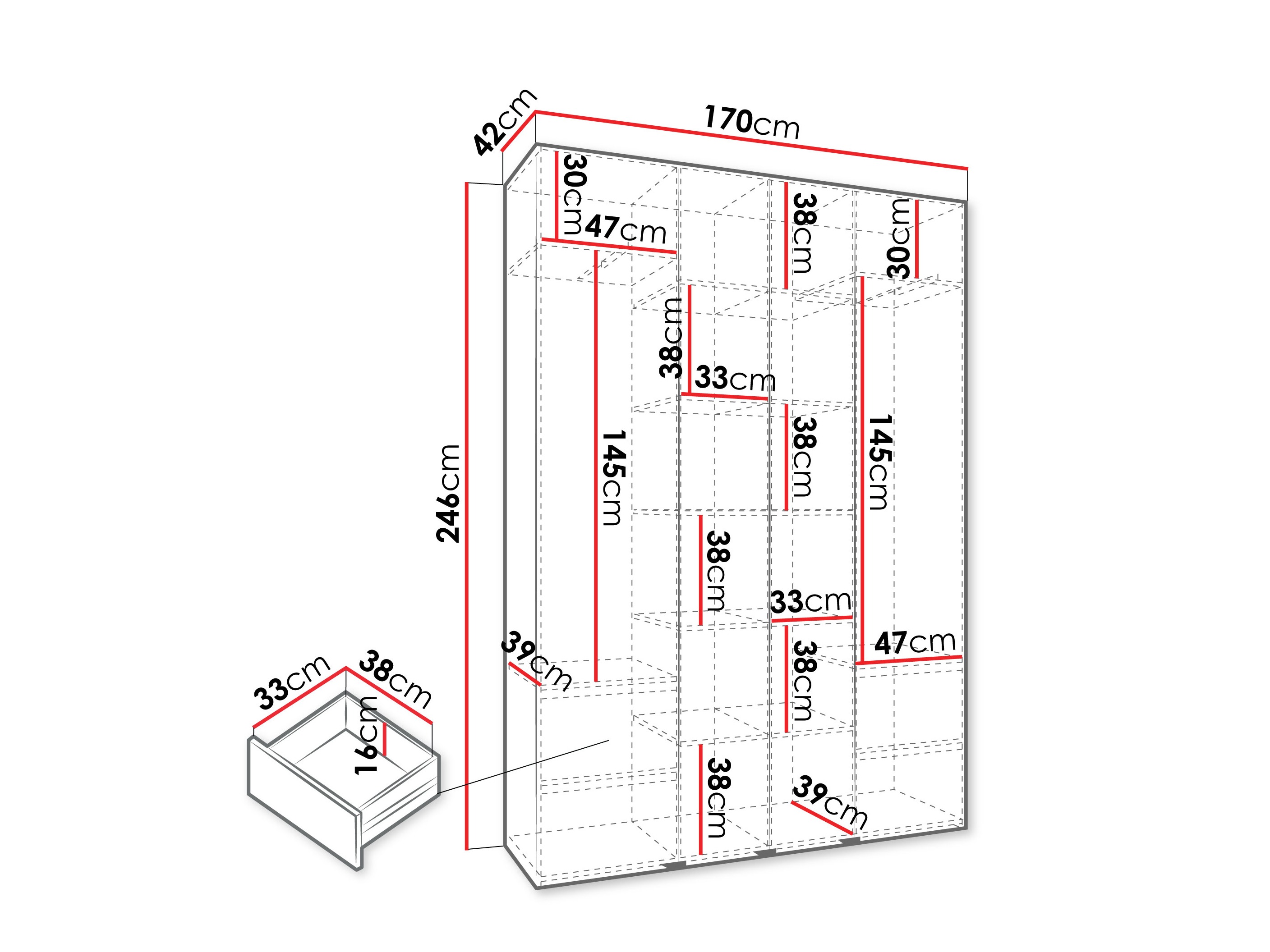 Kledingkast Hartford 554 (Kasjmier)