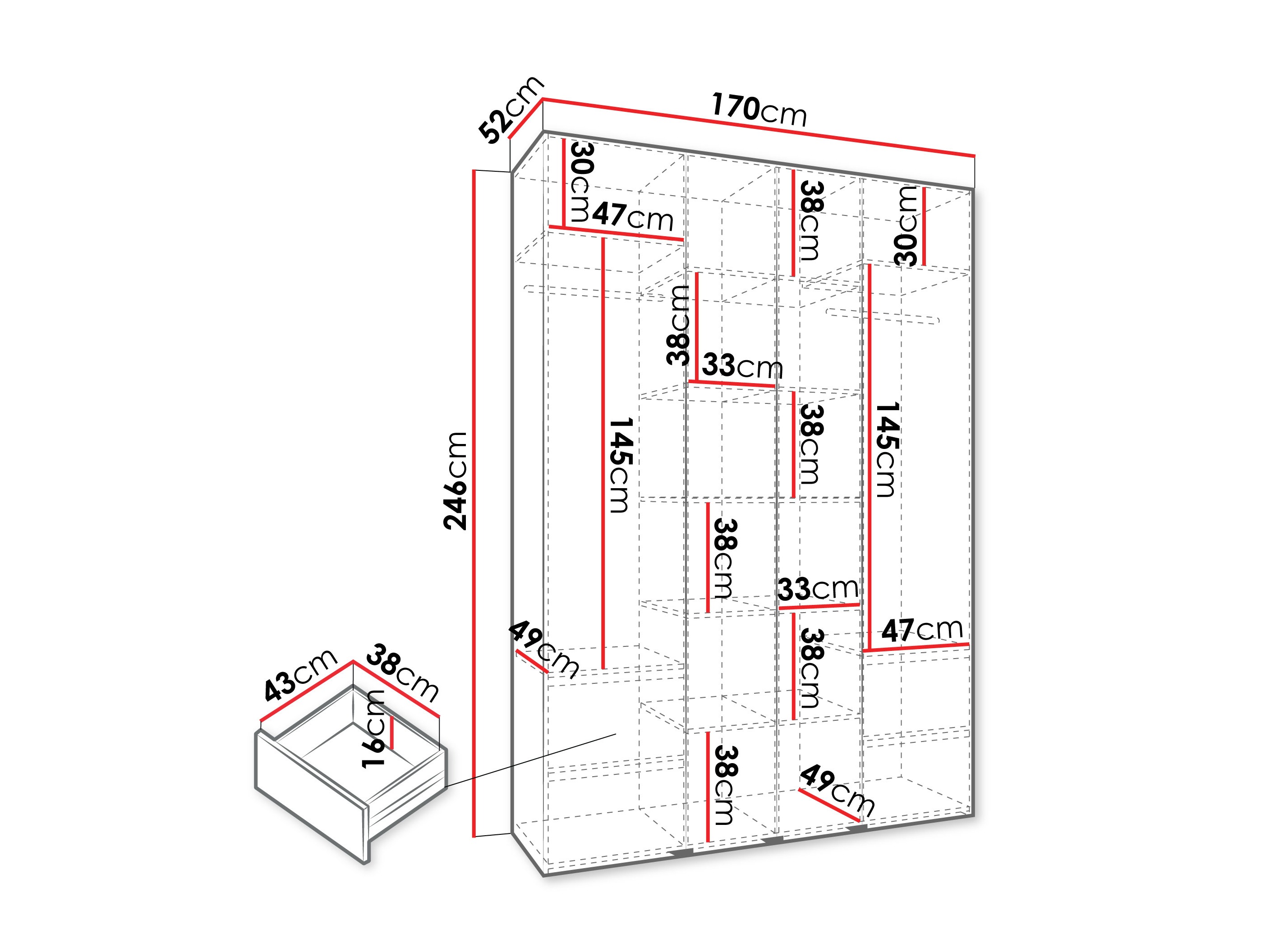 Kledingkast Hartford 554 (Kasjmier)