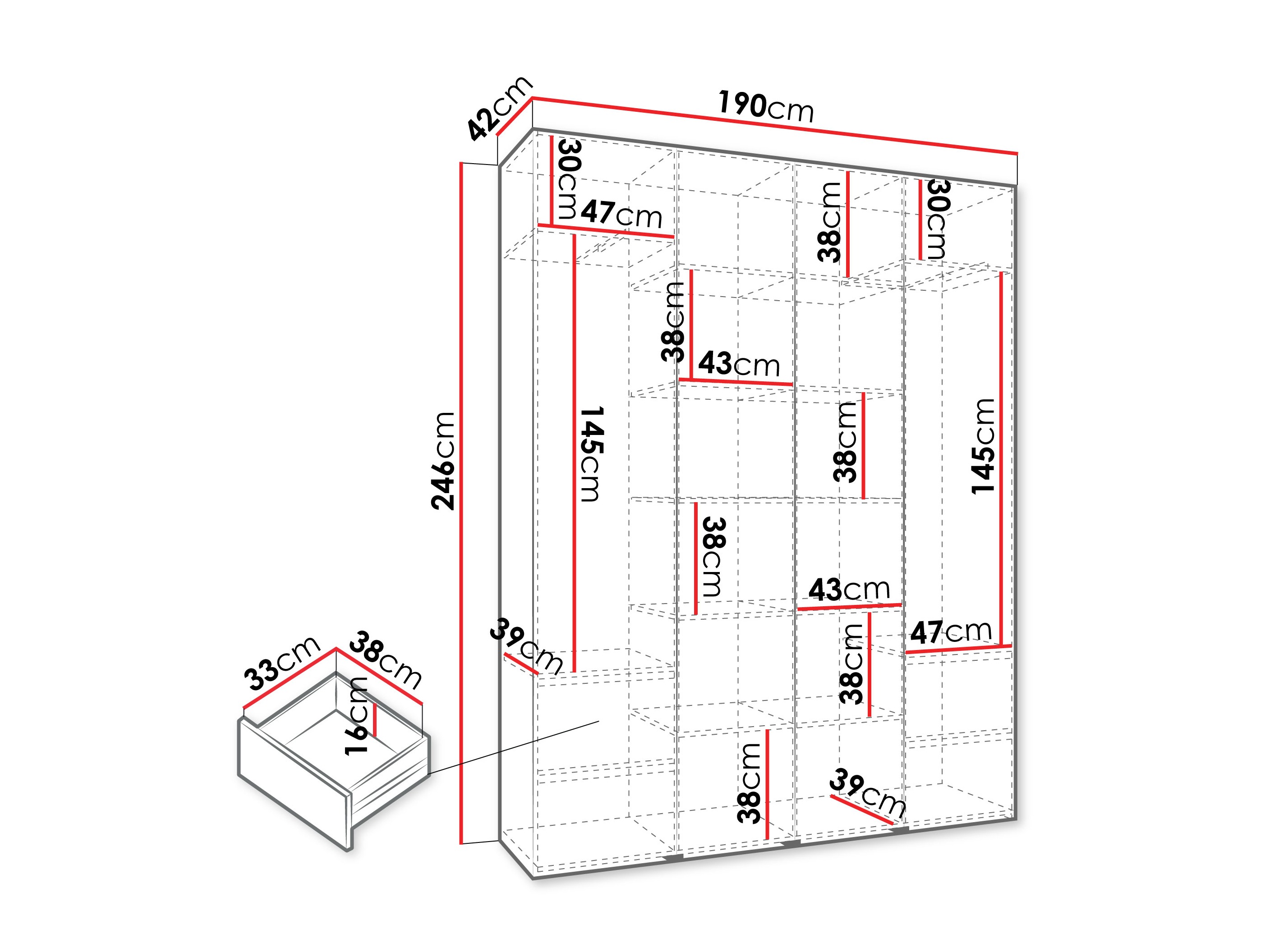 Kledingkast Hartford 554 (Kasjmier)