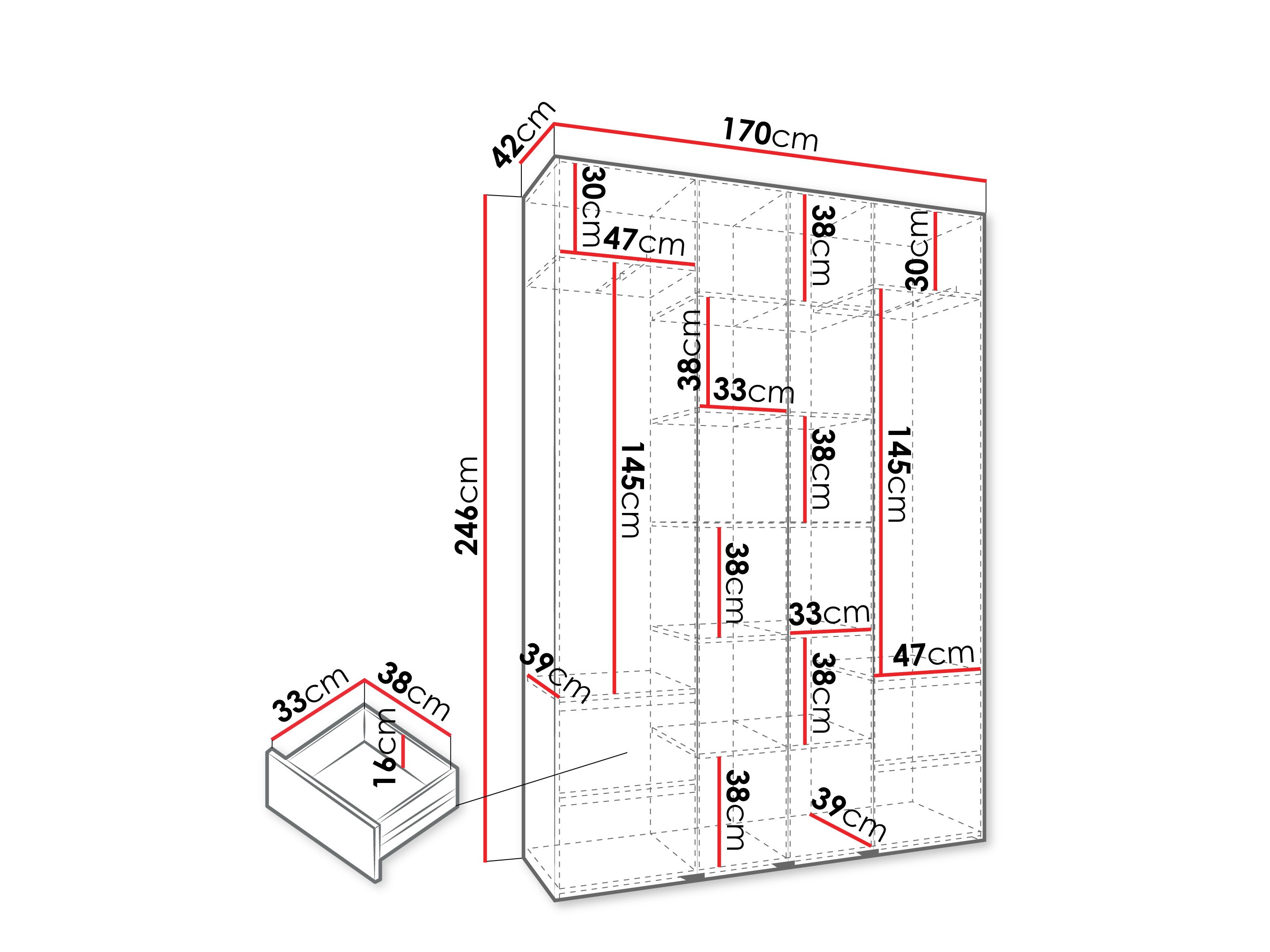 Kledingkast Hartford 554 (Wit)