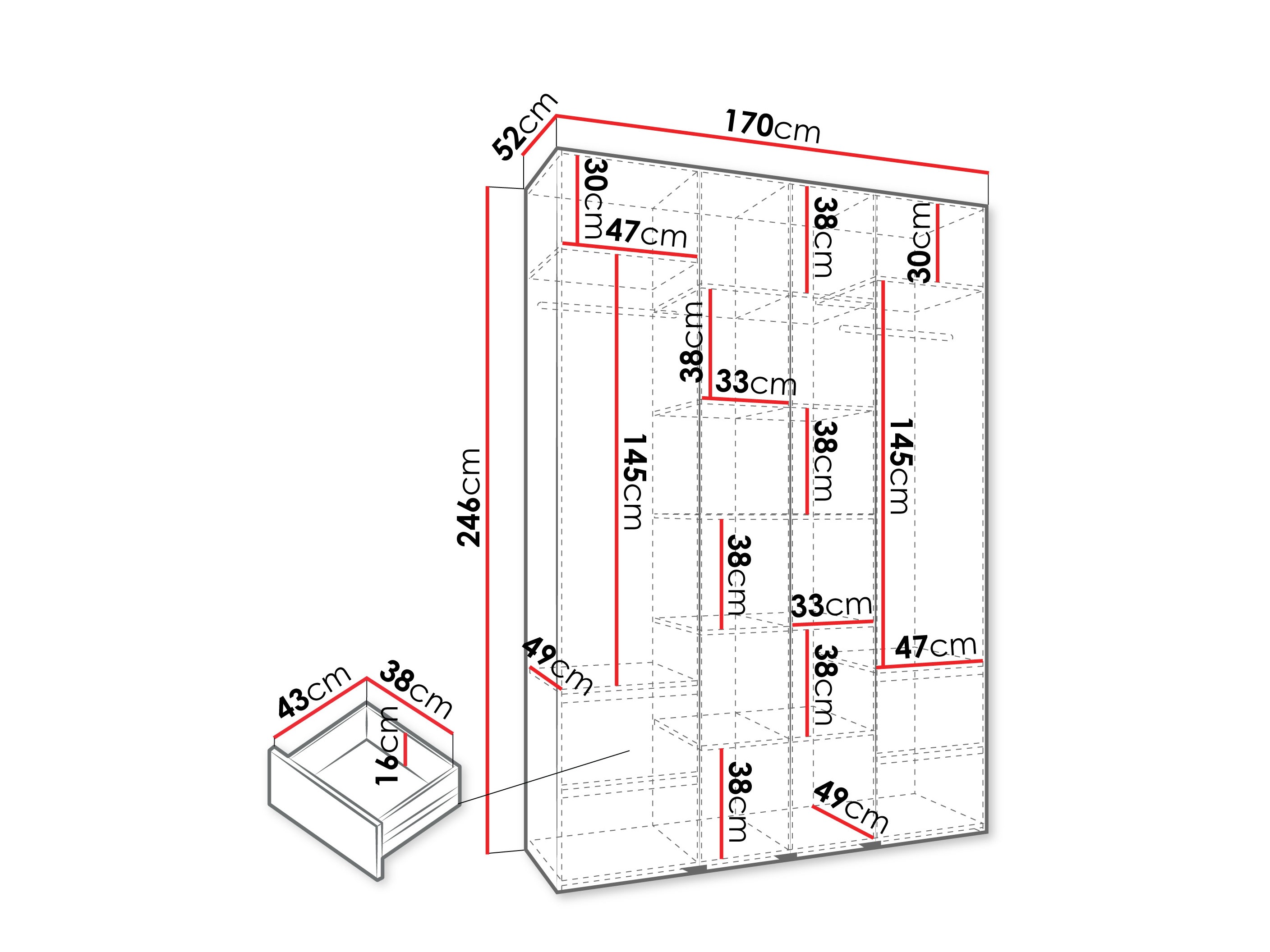 Kledingkast Hartford 554 (Wit)