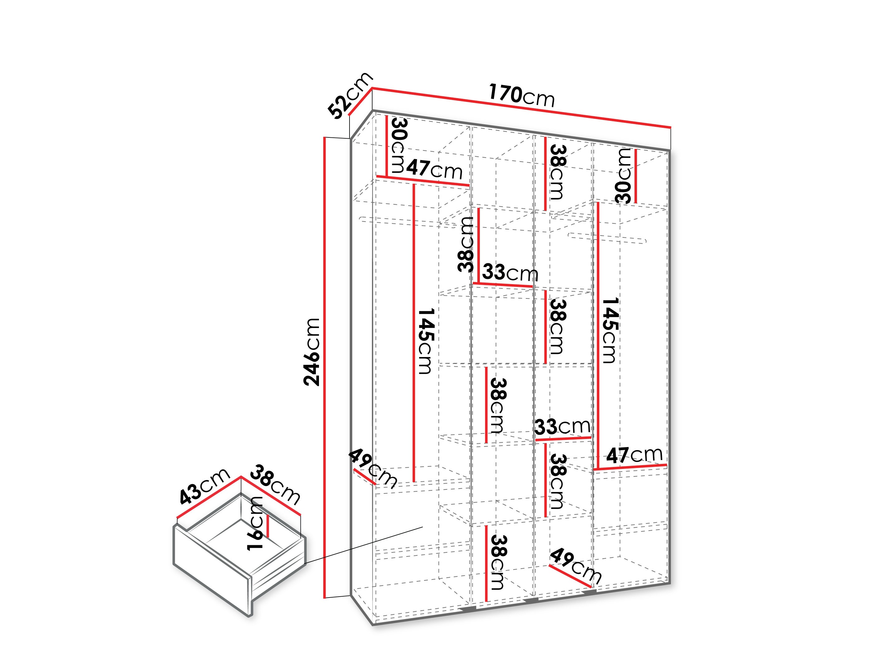Kledingkast Hartford 554 (Wit)