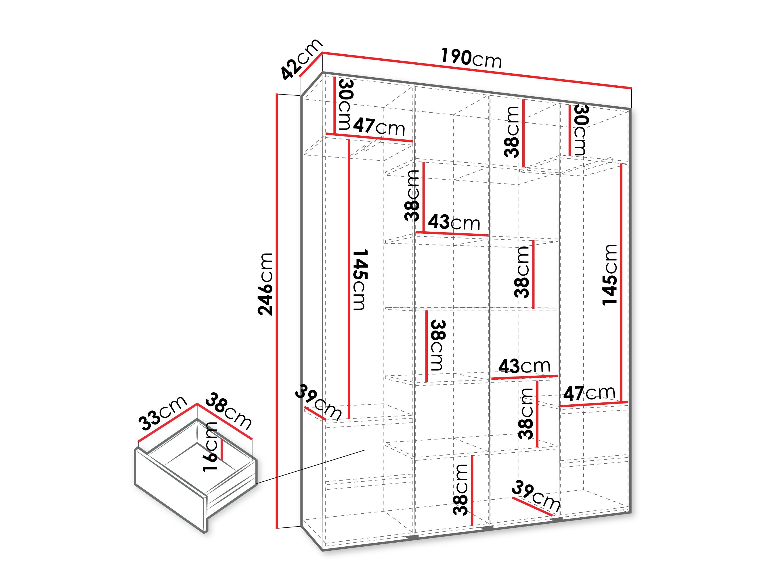 Kledingkast Hartford 554 (Wit)