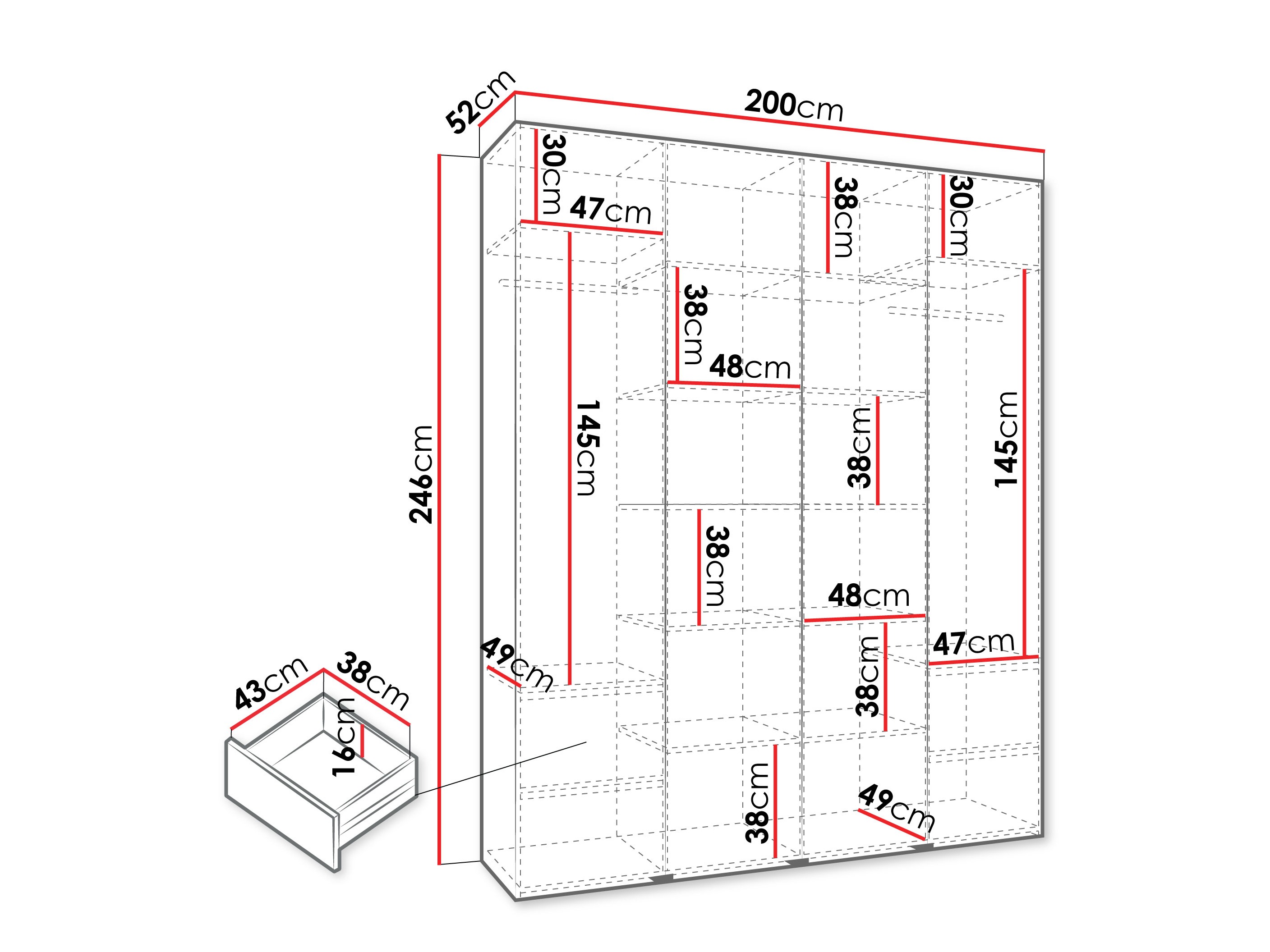 Kledingkast Hartford 554 (Wit)