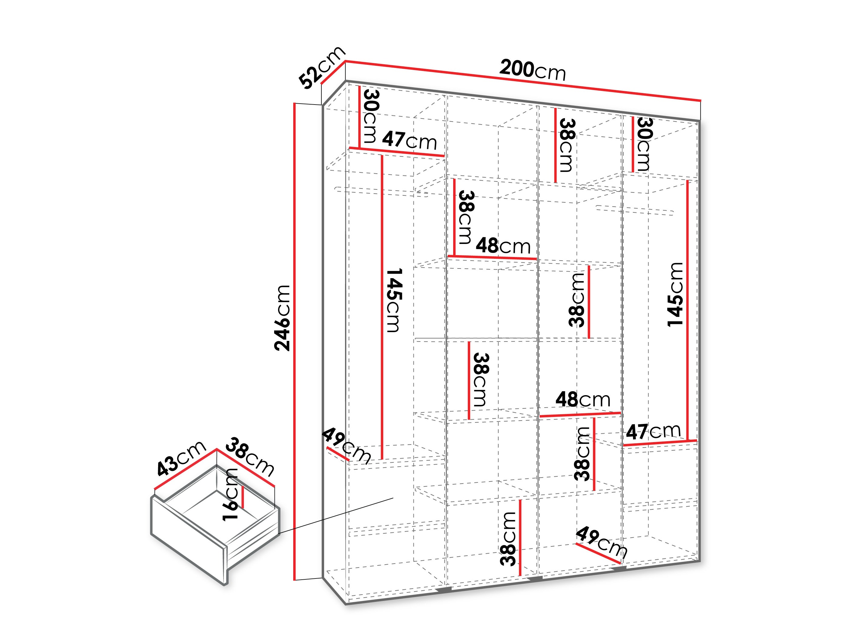 Kledingkast Hartford 554 (Wit)