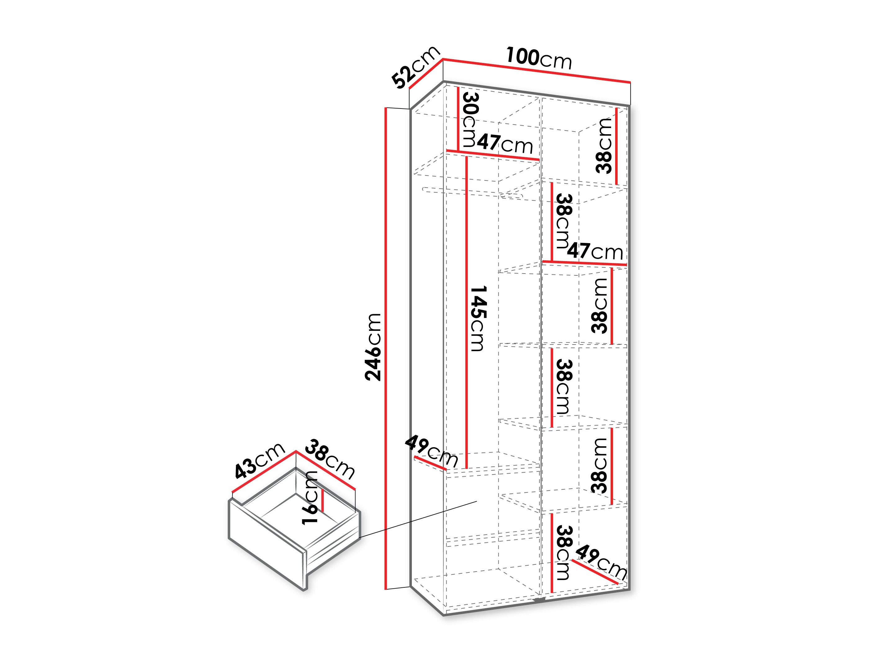 Kledingkast Hartford 562 (Wit)