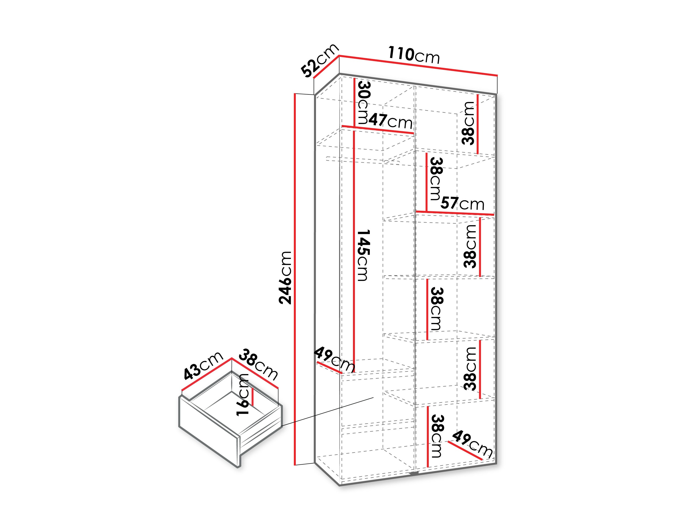Kledingkast Hartford 562 (Wit)