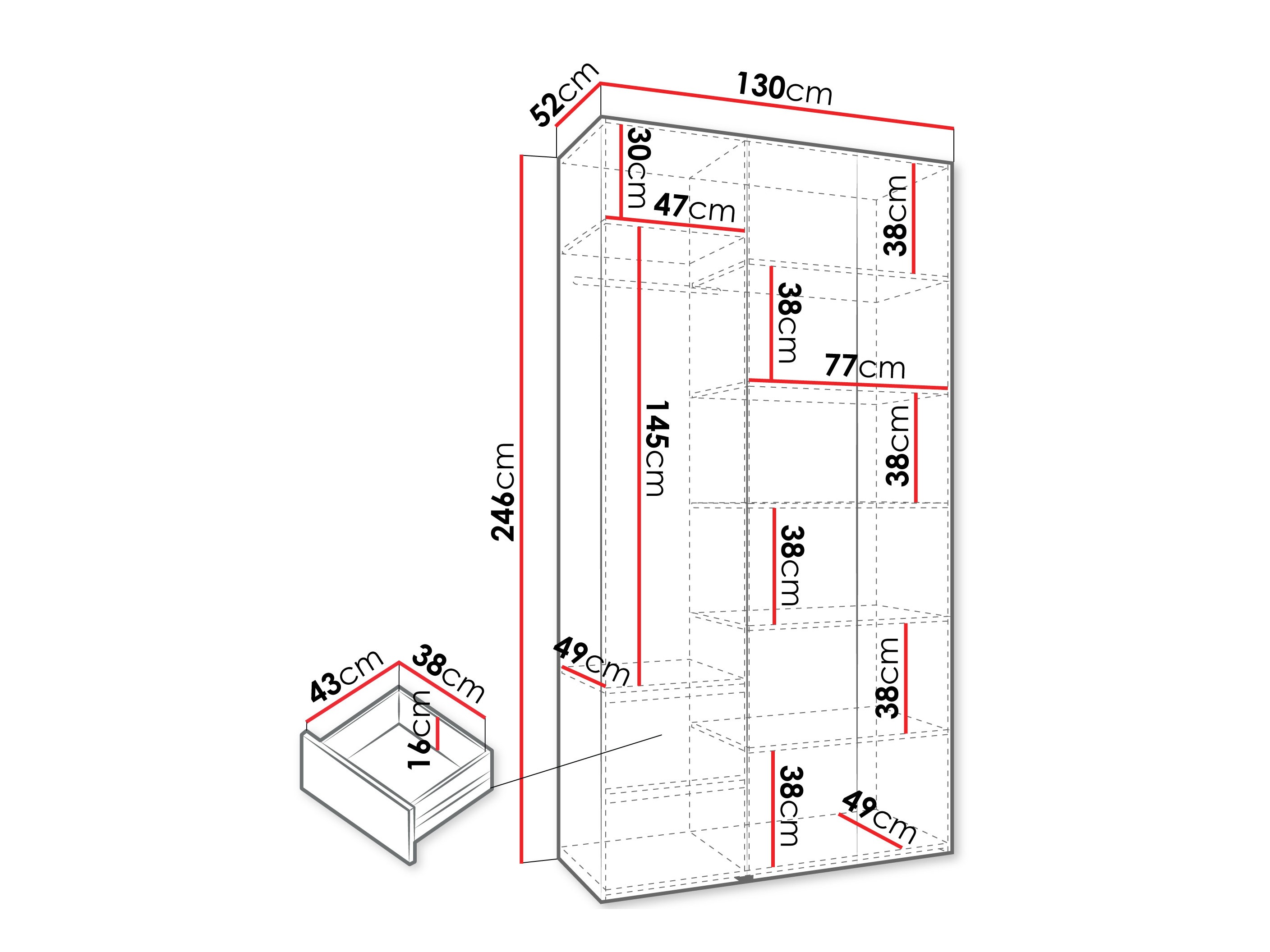 Kledingkast Hartford 563 (Kasjmier)