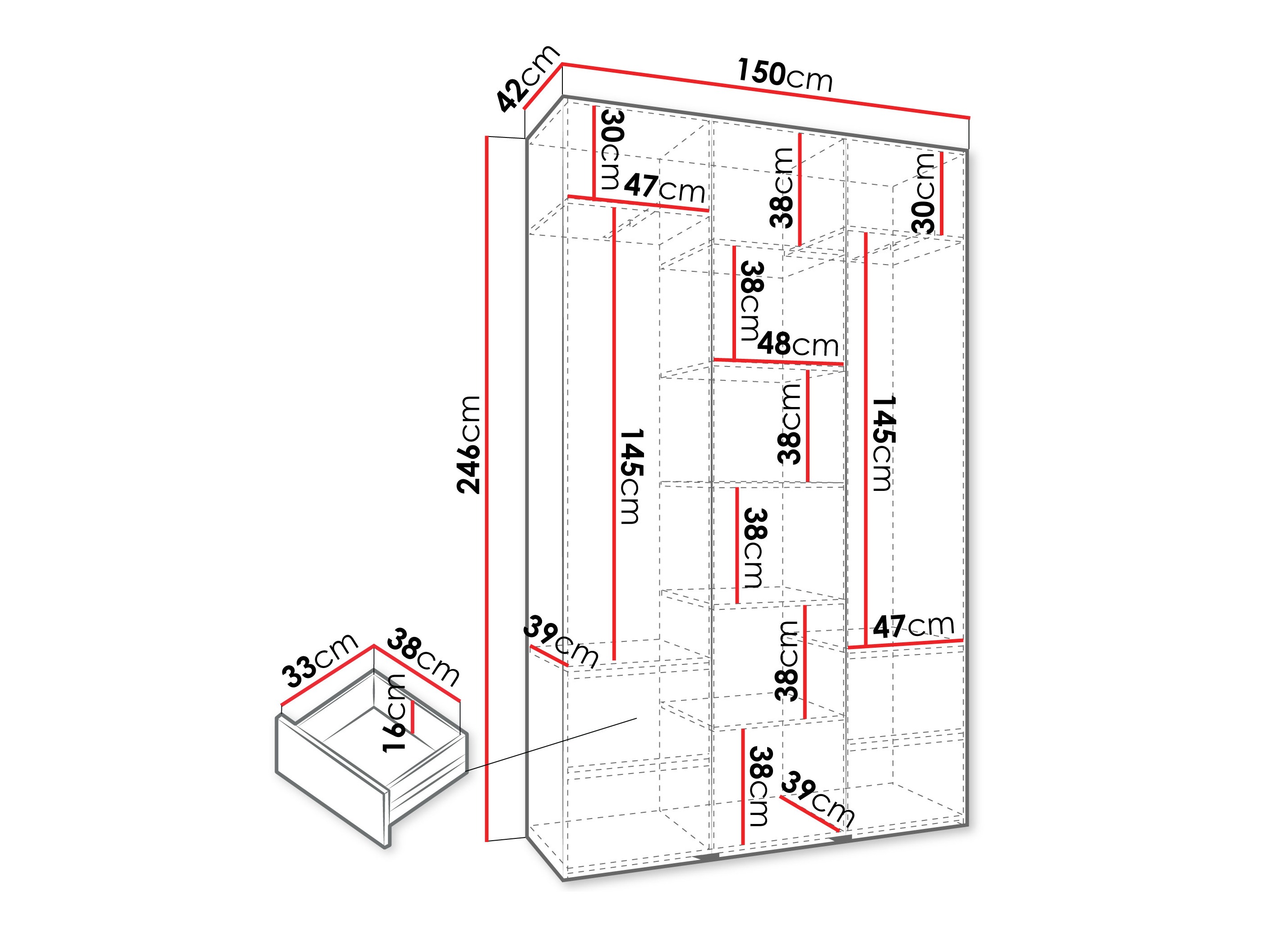 Kledingkast Hartford 563 (Kasjmier)